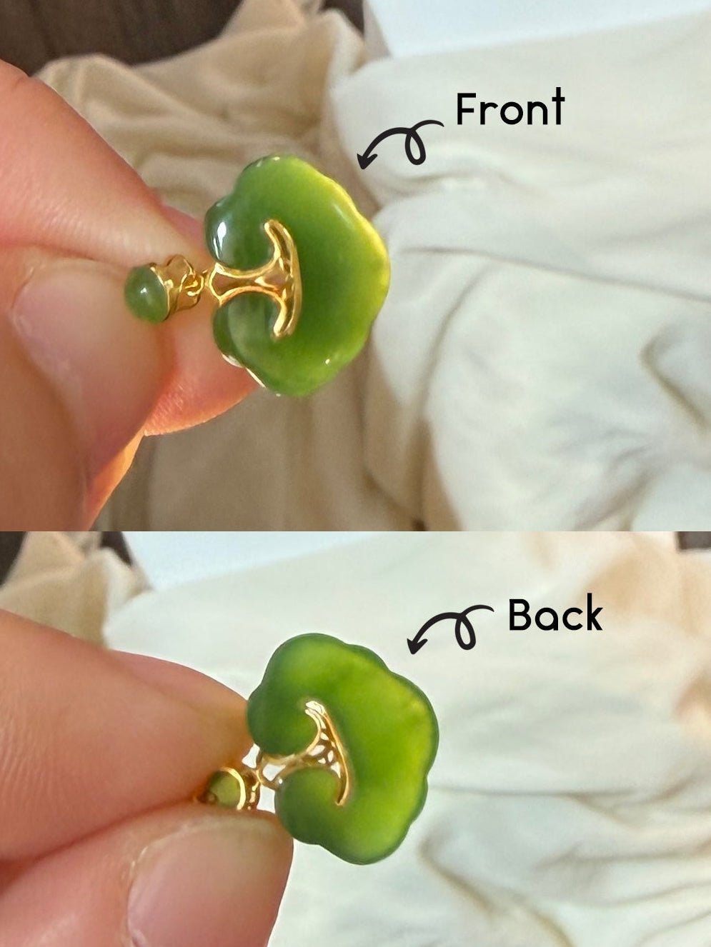 Green Nephrite Jade Lock Pendant with 18K Gold