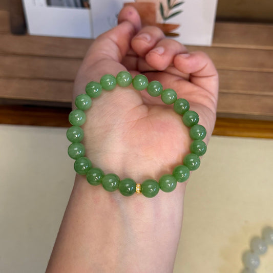 High Quality Natural Jade Beaded Bracelet with 18K Gold