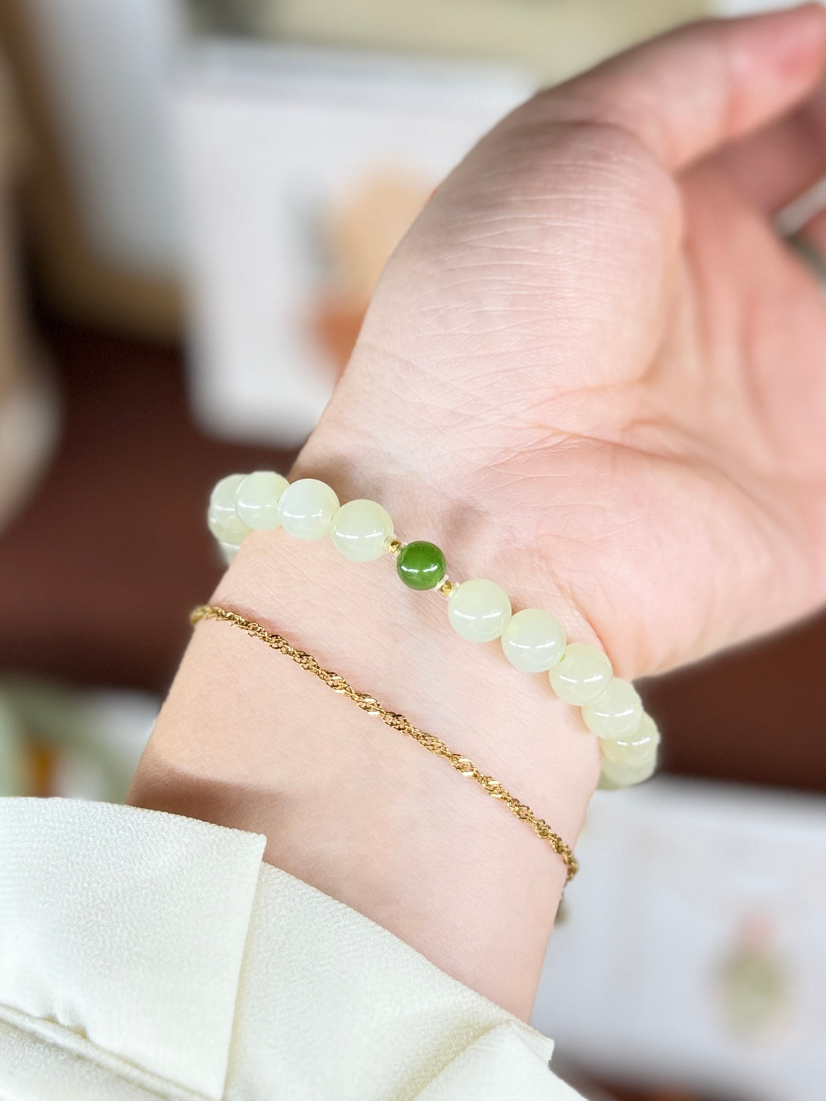 High Quality Natural Jade Bracelet with 18k Gold