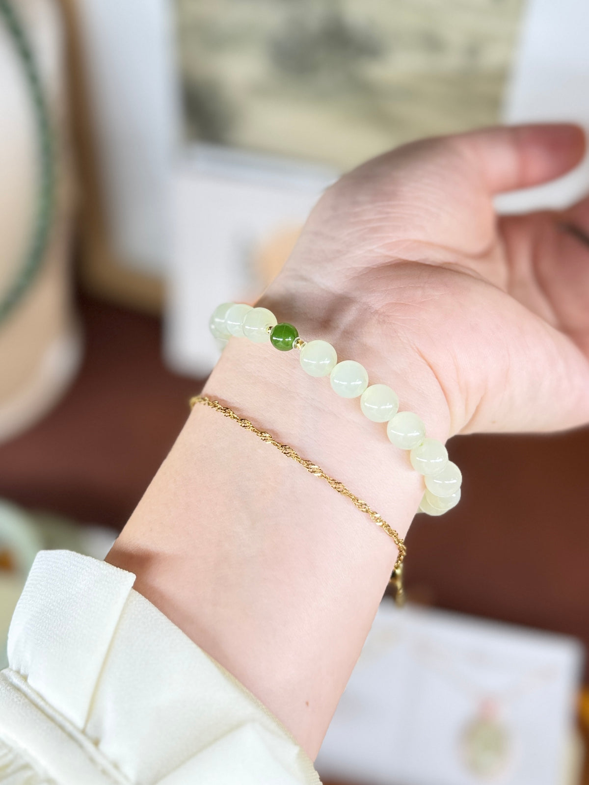 High Quality Natural Jade Bracelet with 18k Gold