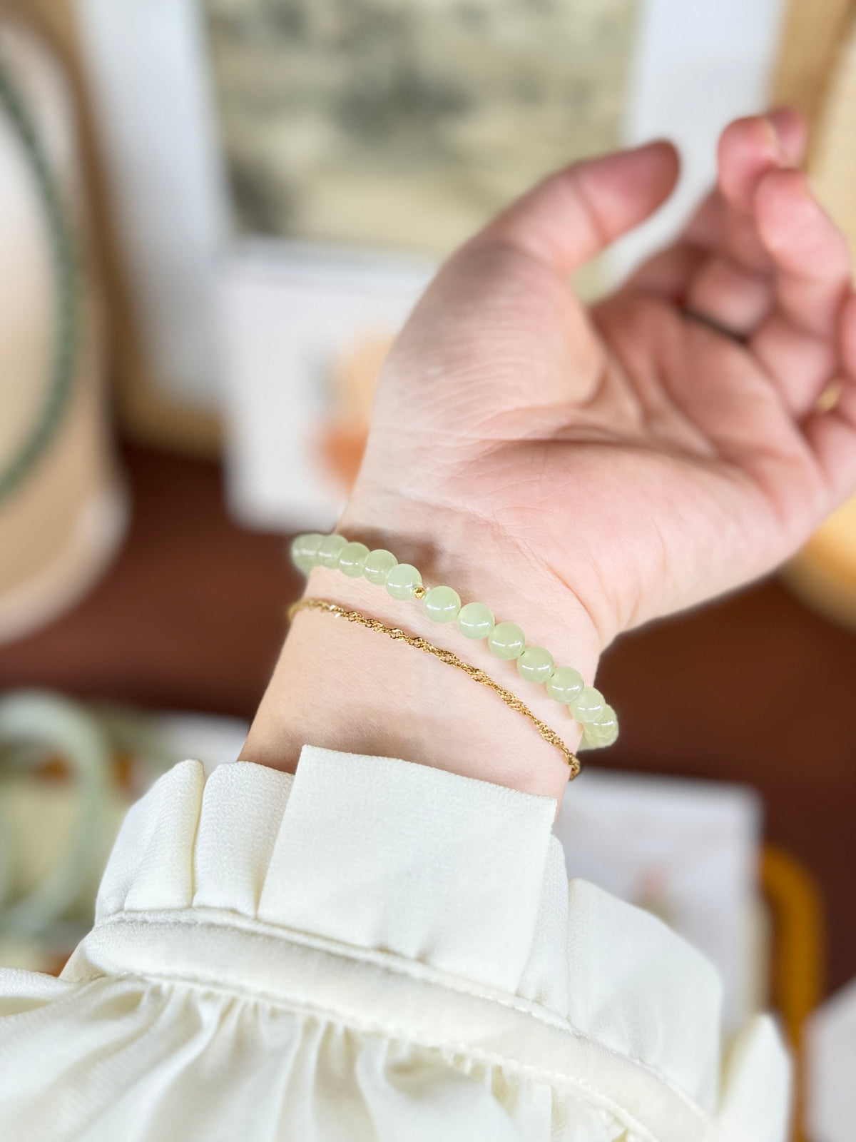 High Quality Natural Jade Bracelet with 18k Gold