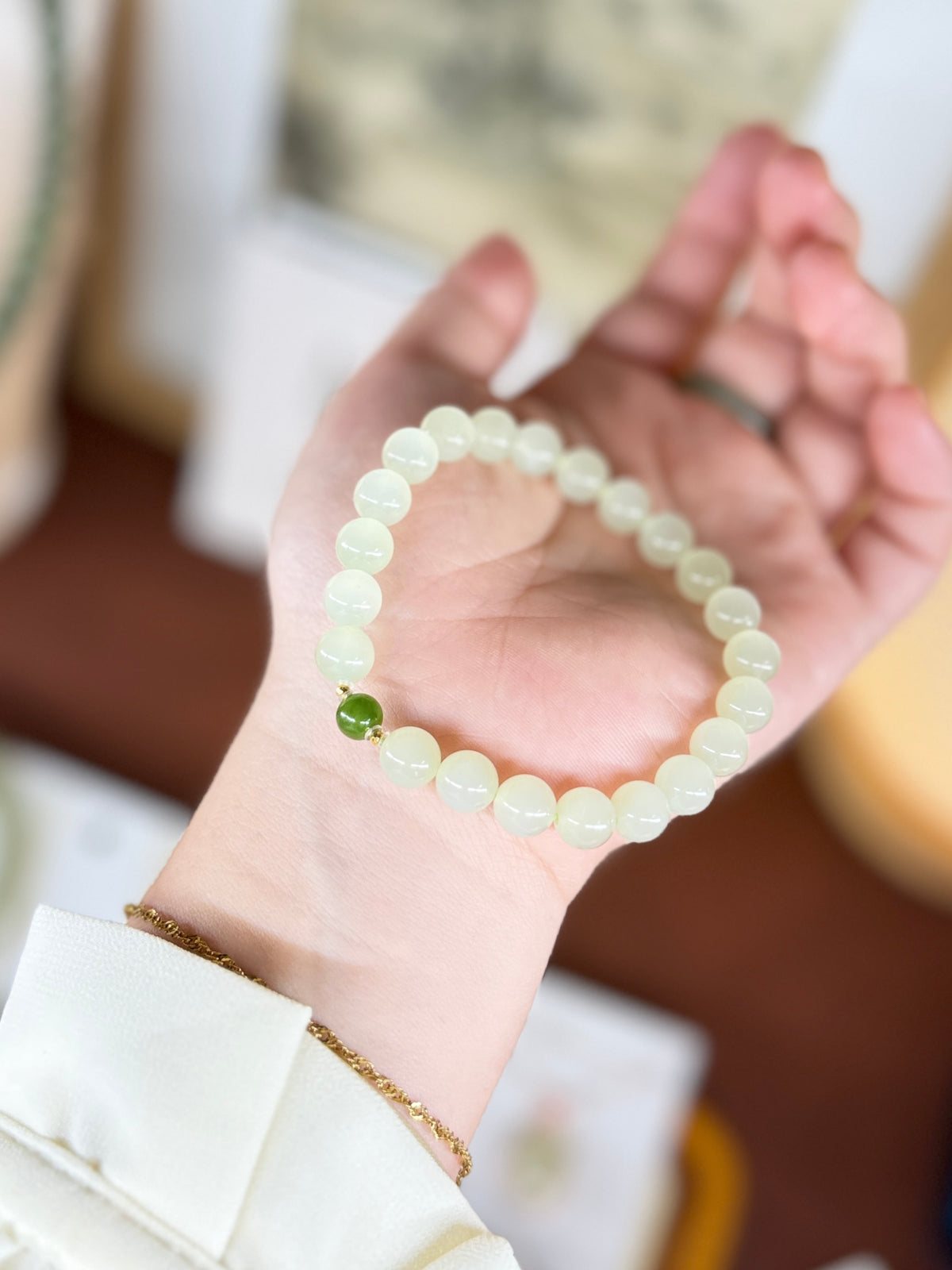 High Quality Natural Jade Bracelet with 18k Gold
