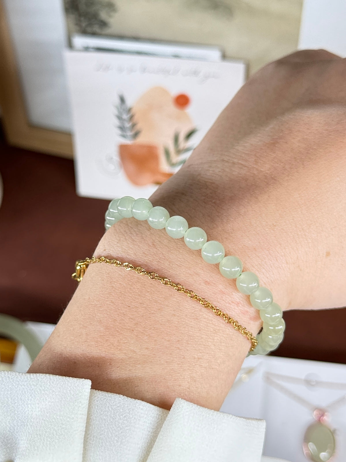 High Quality Natural Jade Bracelet with 18k Gold