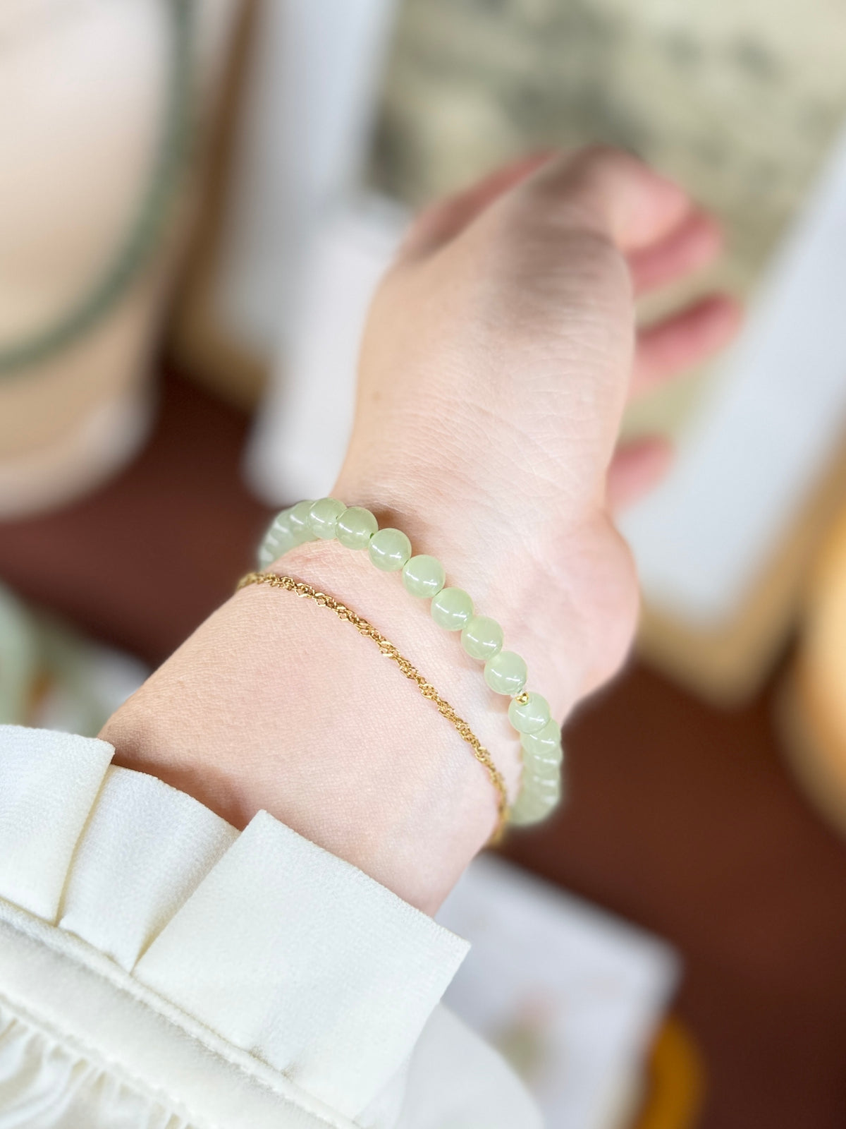 High Quality Natural Jade Bracelet with 18k Gold