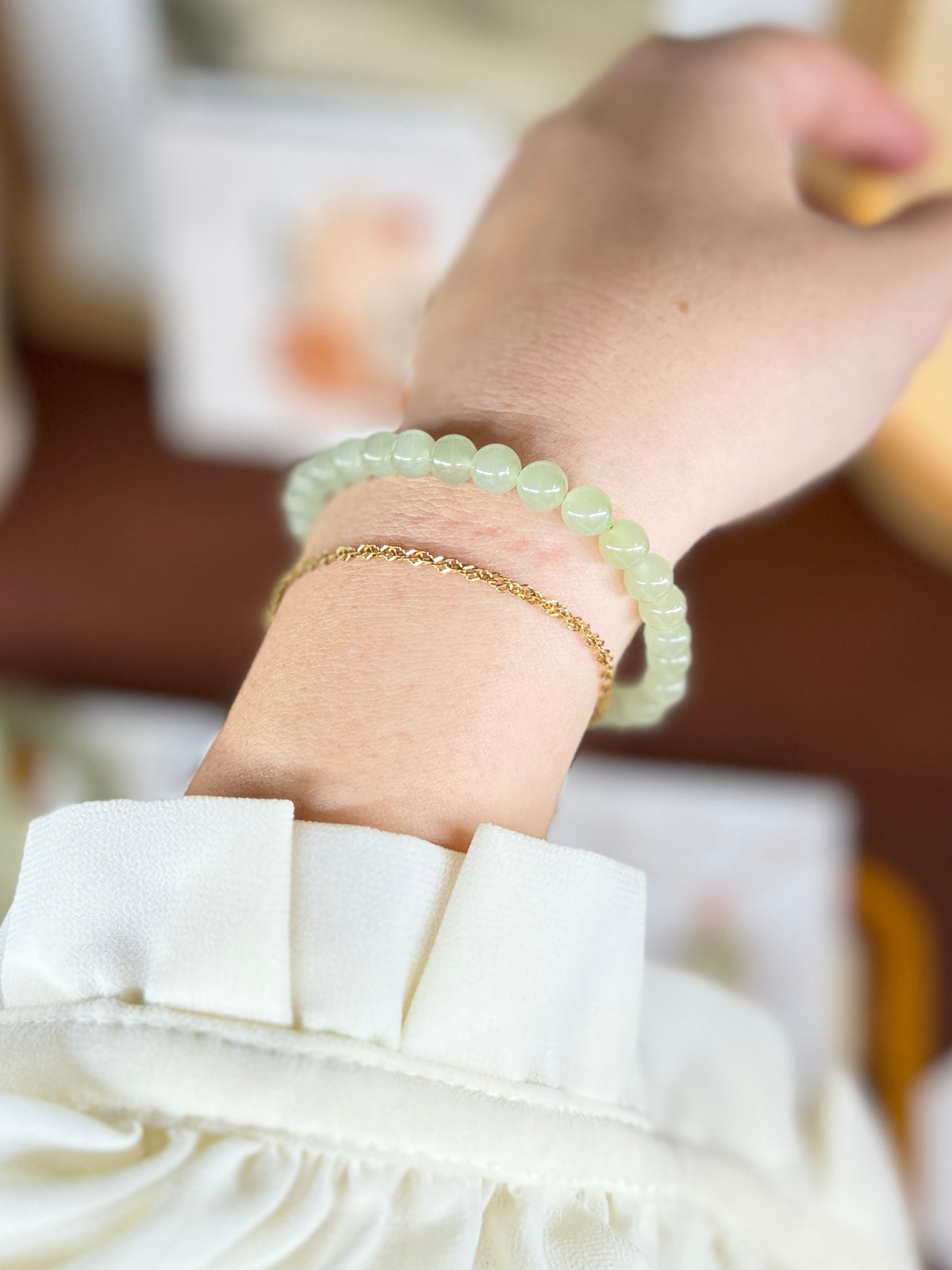 High Quality Natural Jade Bracelet with 18k Gold