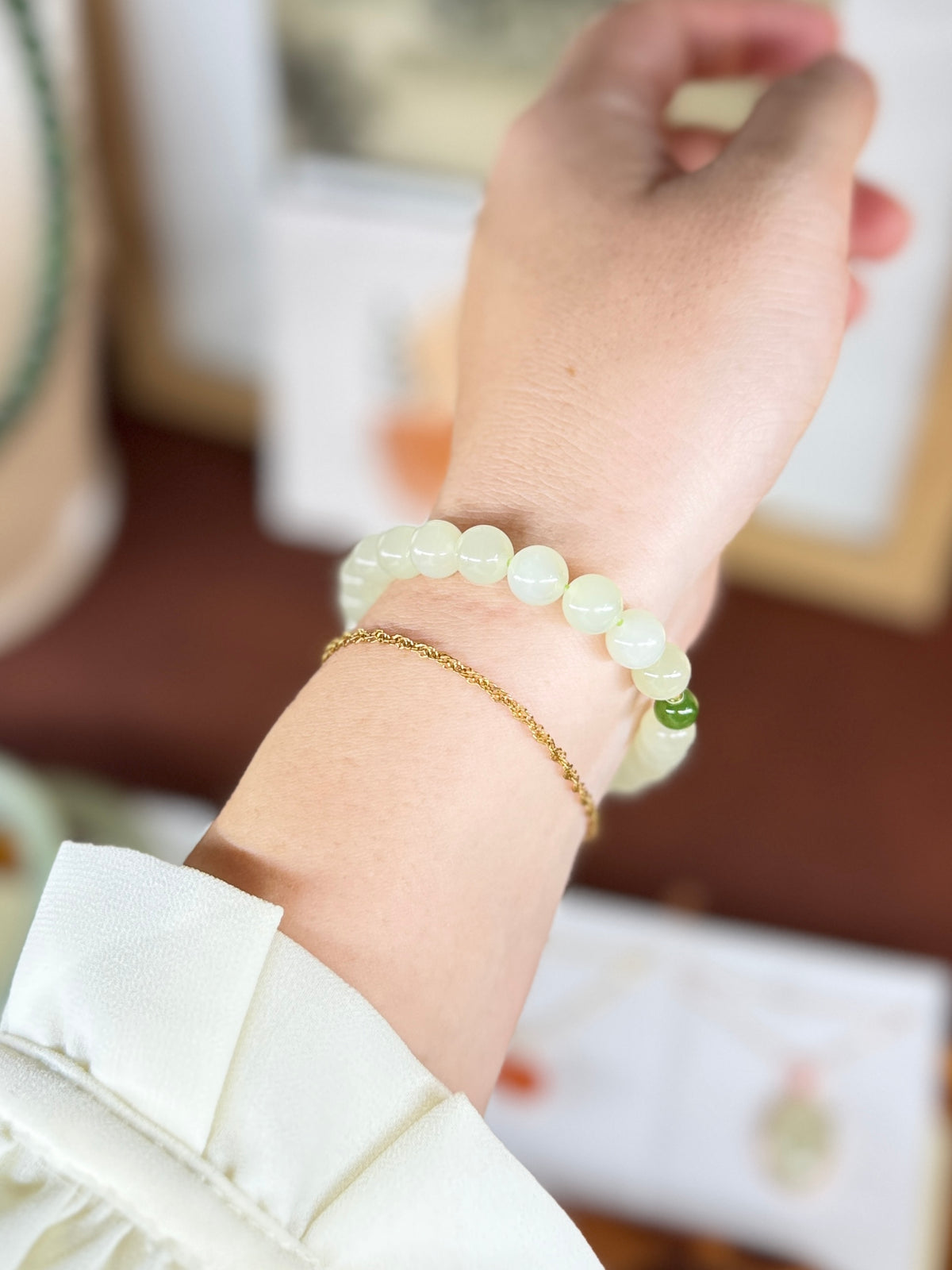 High Quality Natural Jade Bracelet with 18k Gold