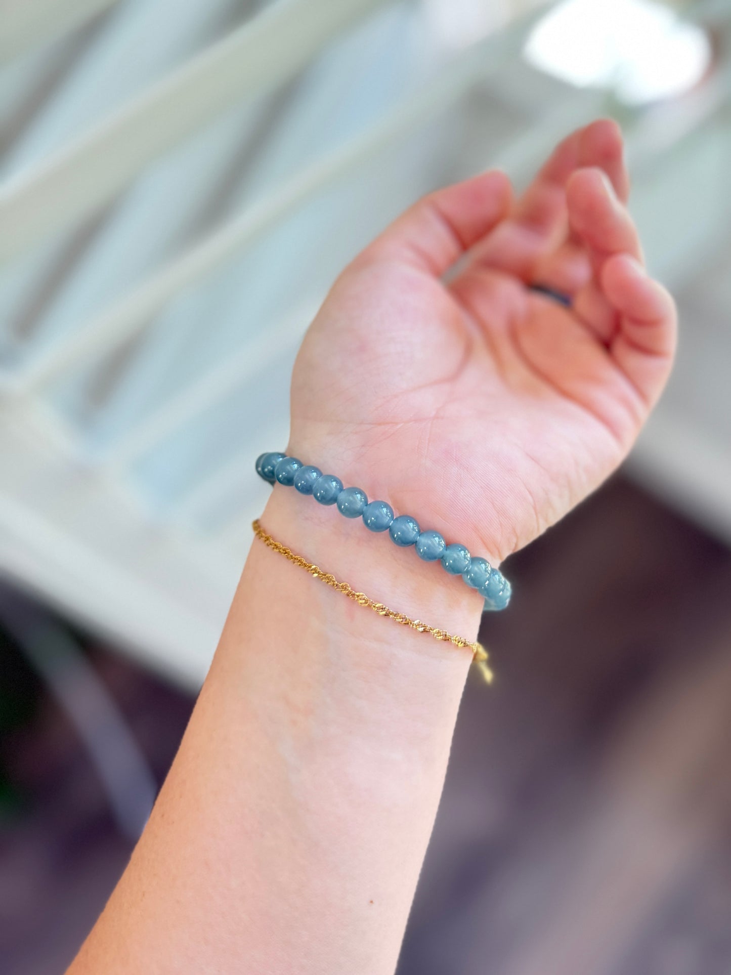 Icy Blue Natural Jadeite Bracelet