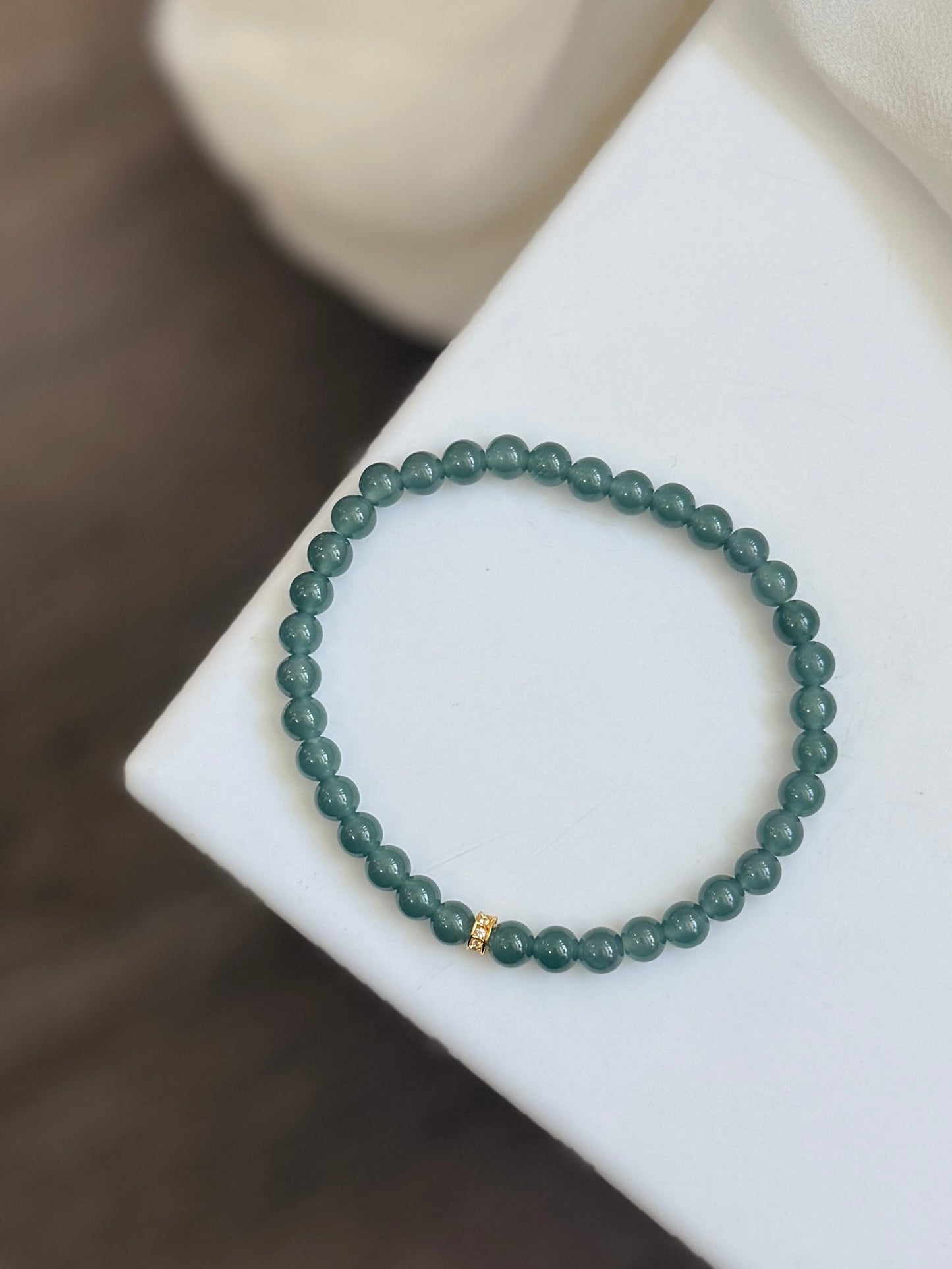 Icy Blue Natural Jadeite Bracelet with 18K Gold