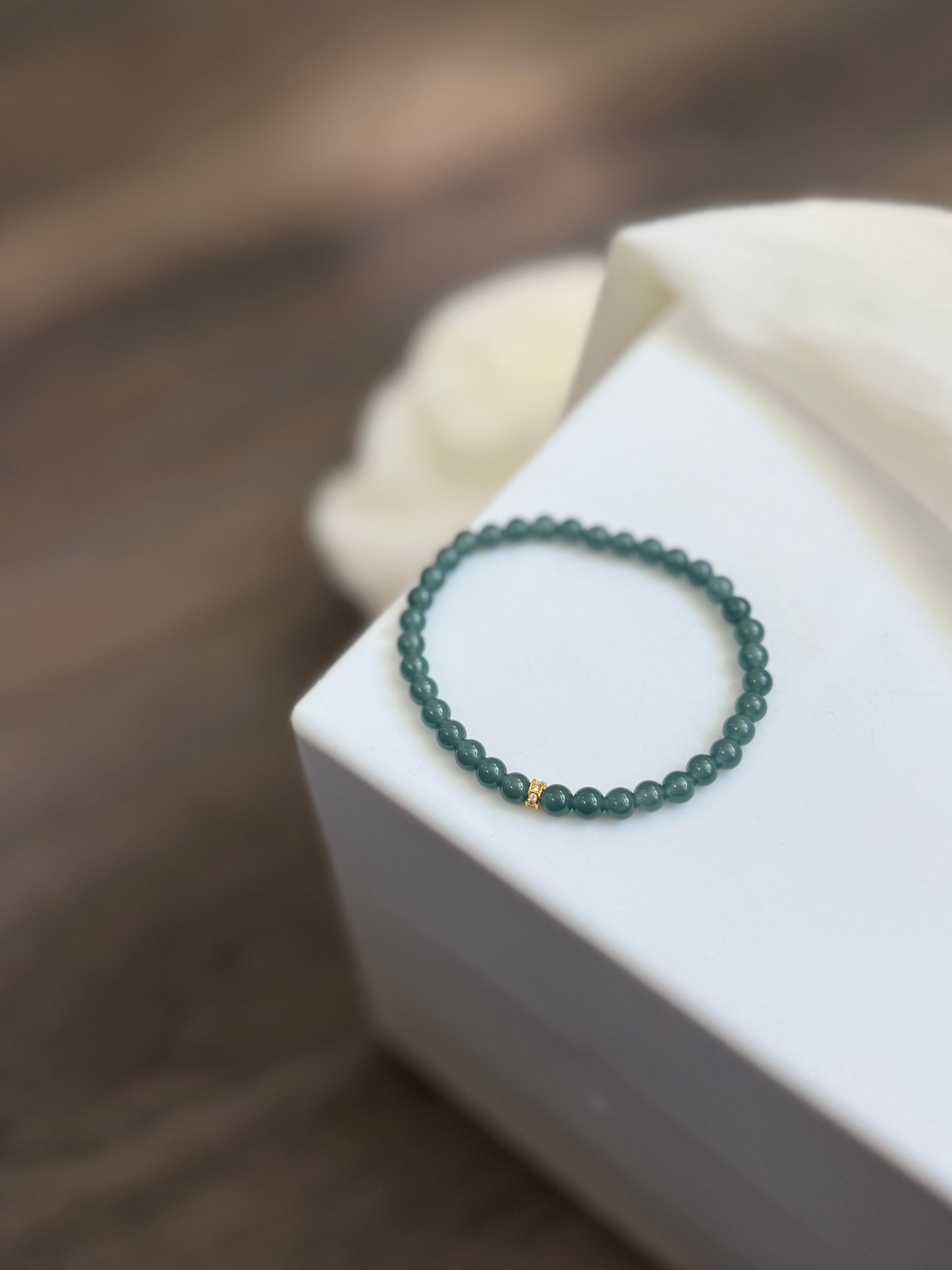 Icy Blue Natural Jadeite Bracelet with 18K Gold