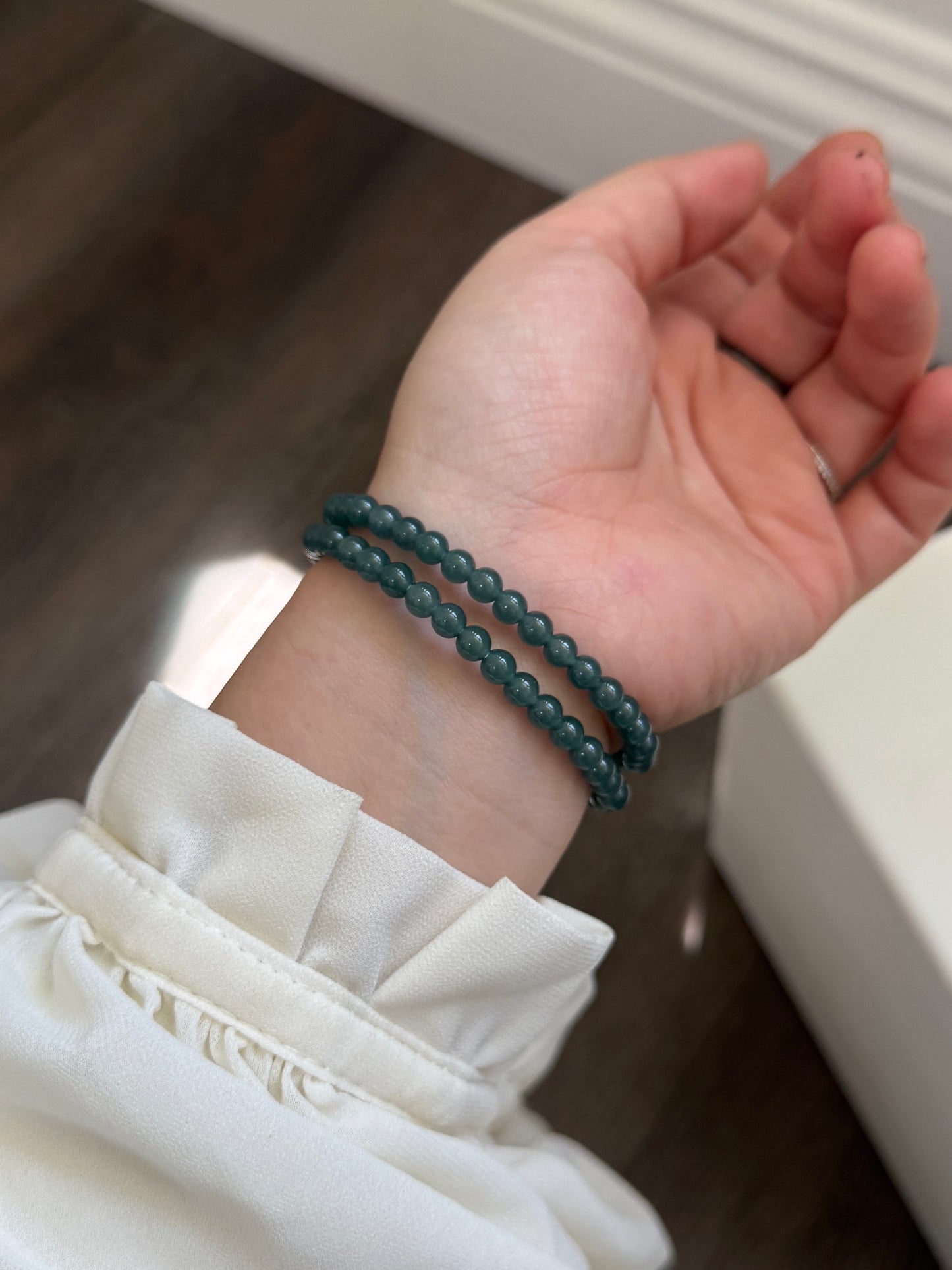 Icy Blue Natural Jadeite Bracelet with 18K Gold