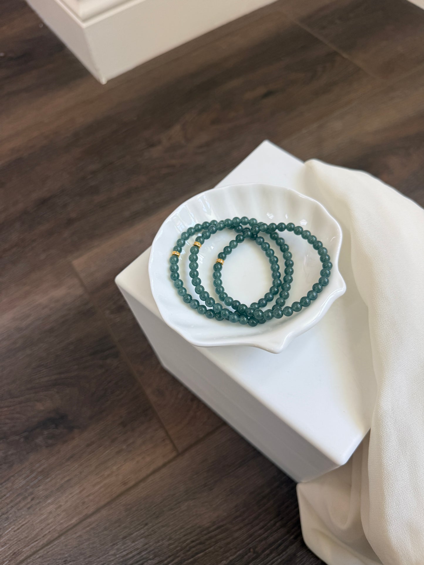 Icy Blue Natural Jadeite Bracelet with 18K Gold