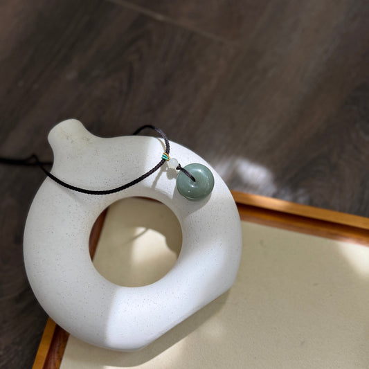 Large Size Natural Hetian Jade Necklace, Lucky Donut Nephrite Pendant