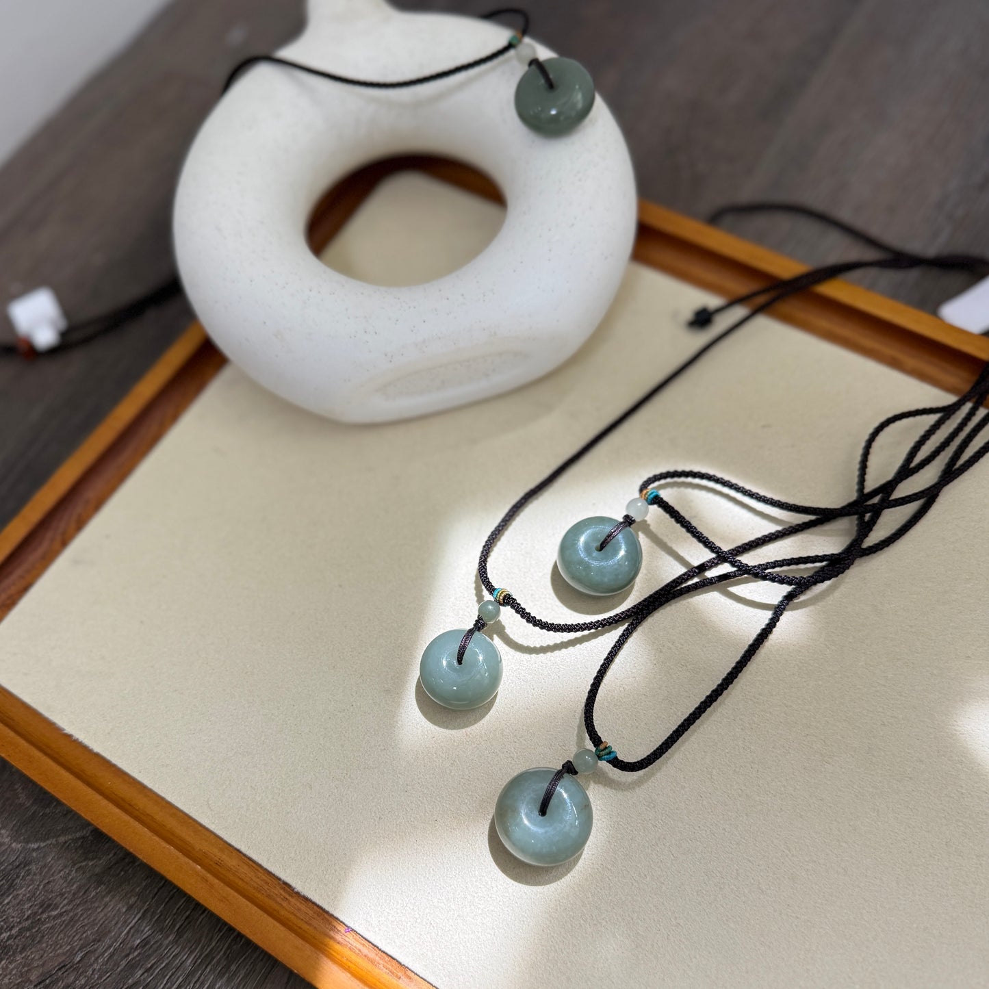 Large Size Natural Hetian Jade Necklace, Lucky Donut Nephrite Pendant