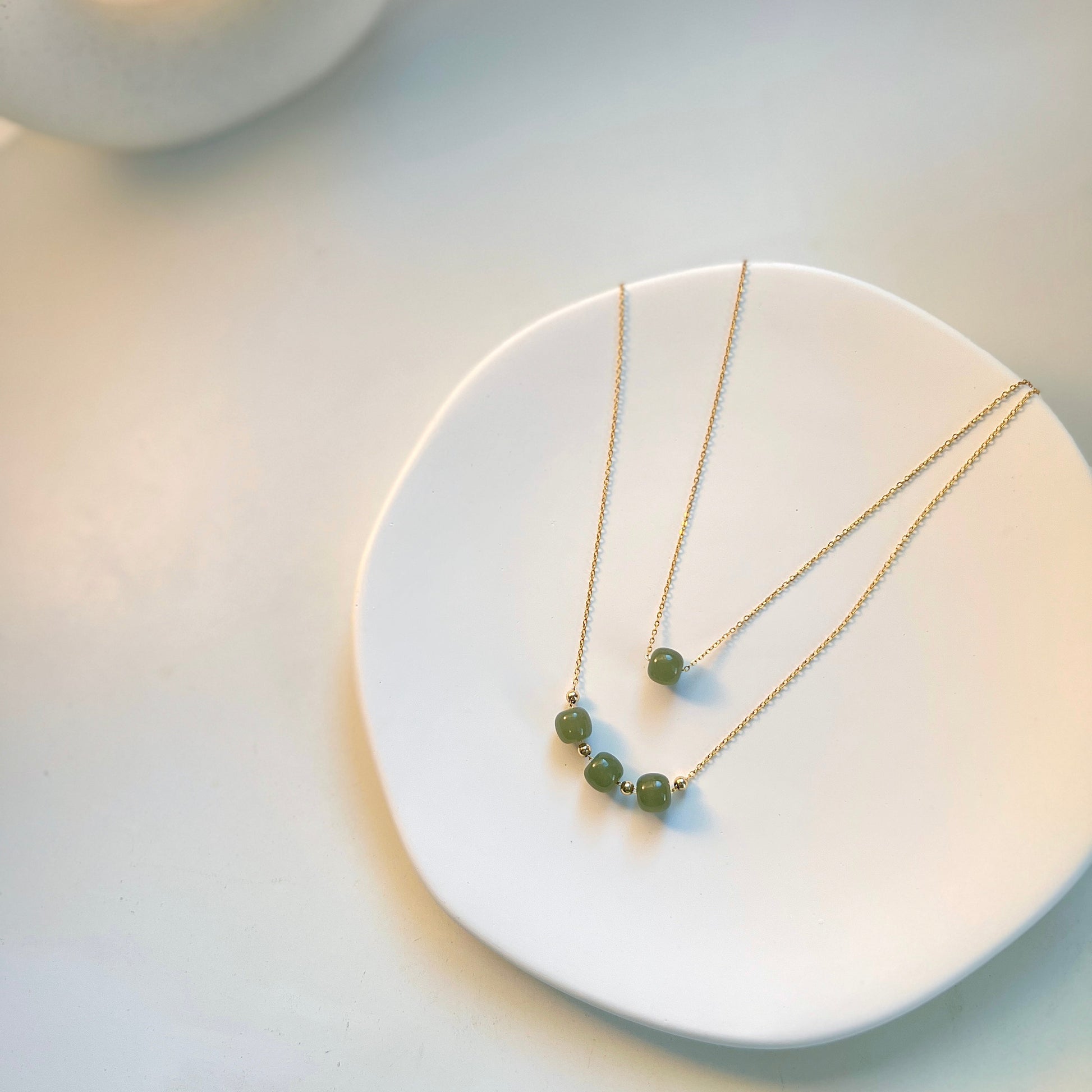 Minimalist Natural Hetian Jade Necklace, One single Jade Bead Dainty Choker, Dainty Jade Necklace, Nephrite Necklace, 3 Jade Beads Necklace 