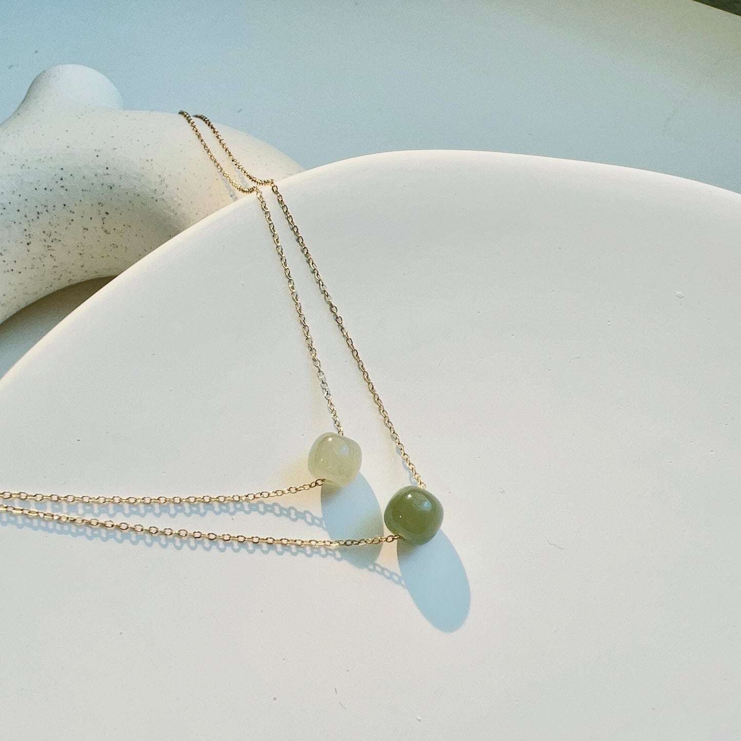 Minimalist Natural Hetian Jade Necklace, One single Jade Bead Dainty Choker, Dainty Jade Necklace, Nephrite Necklace, 3 Jade Beads Necklace 