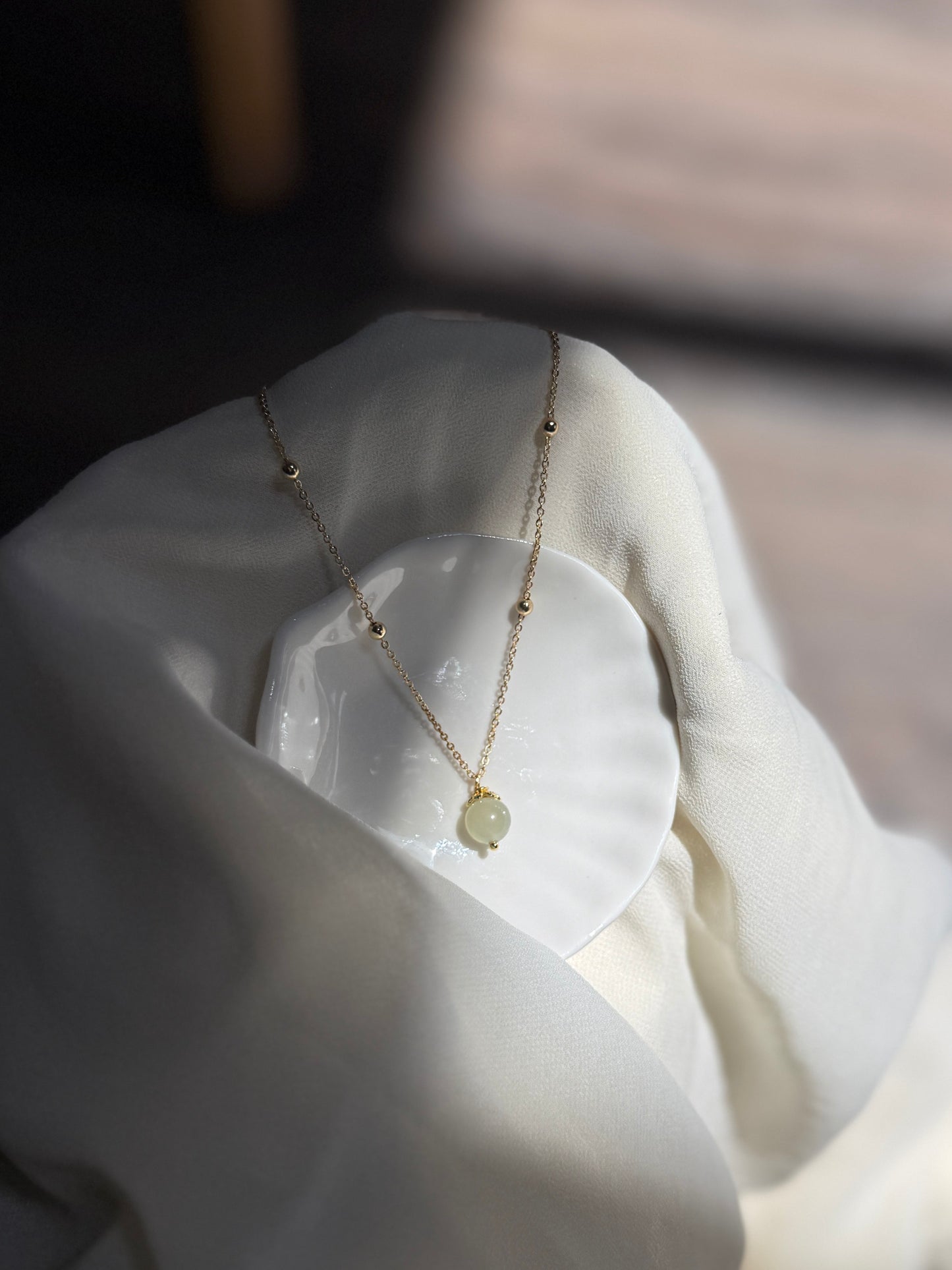Natural Hetian Jade Necklace, Nephrite Dainty Charm