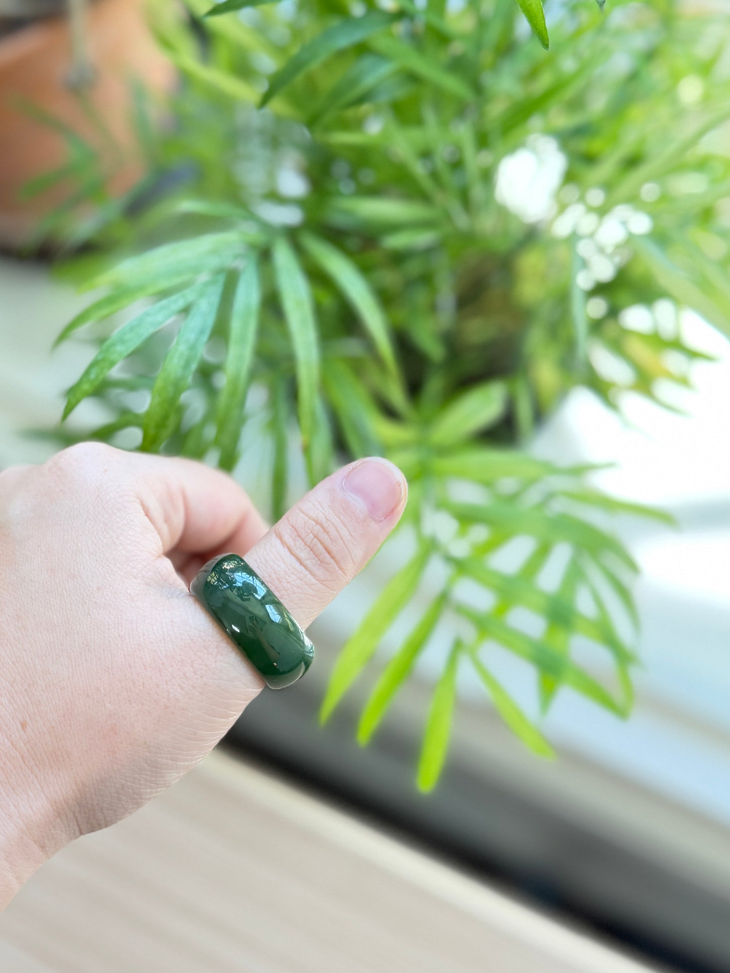Thick Natural Green Jade Thumb Ring, Large Size band for Men Women