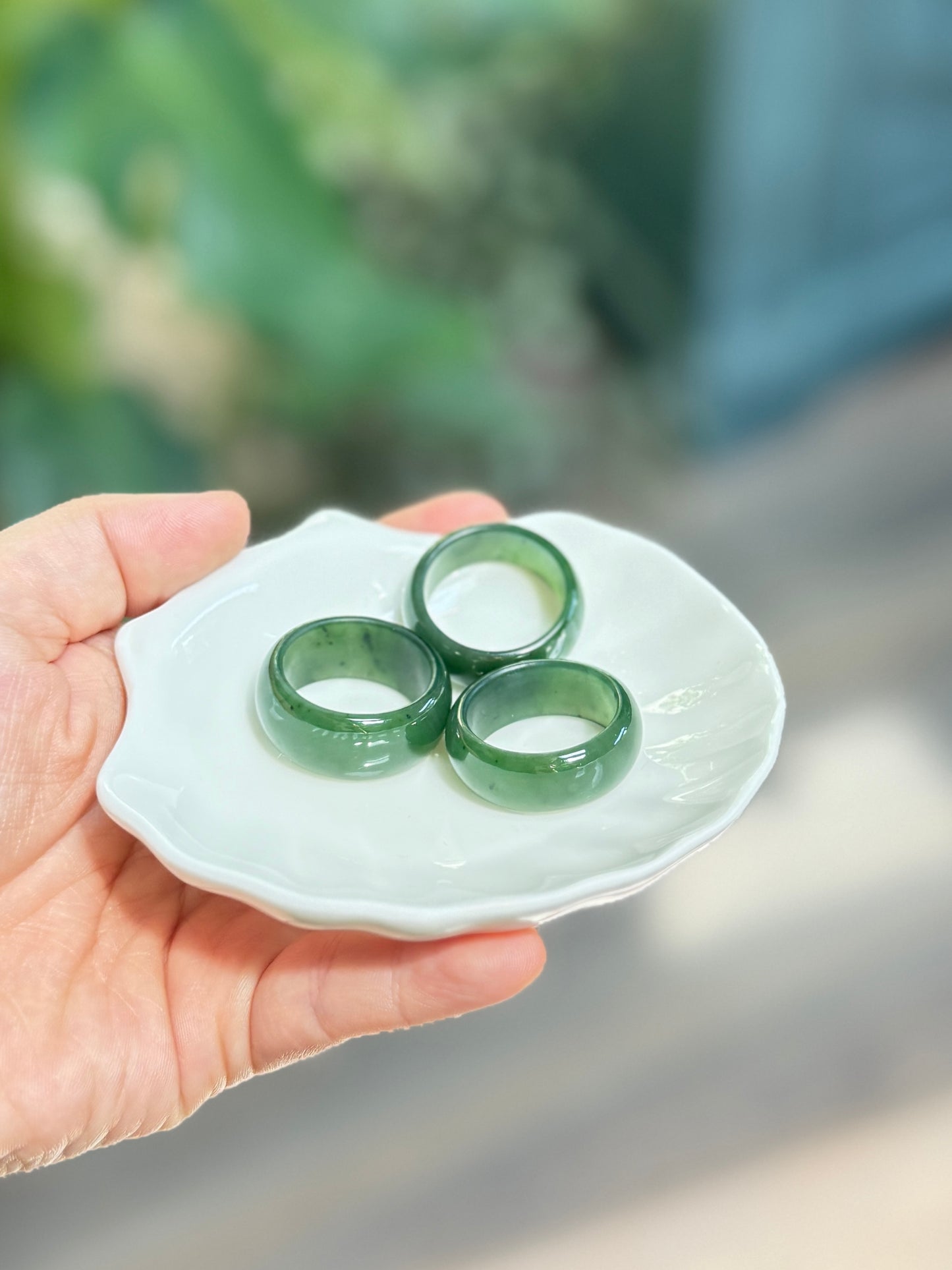 Thick Natural Green Jade Thumb Ring, Large Size band for Men Women
