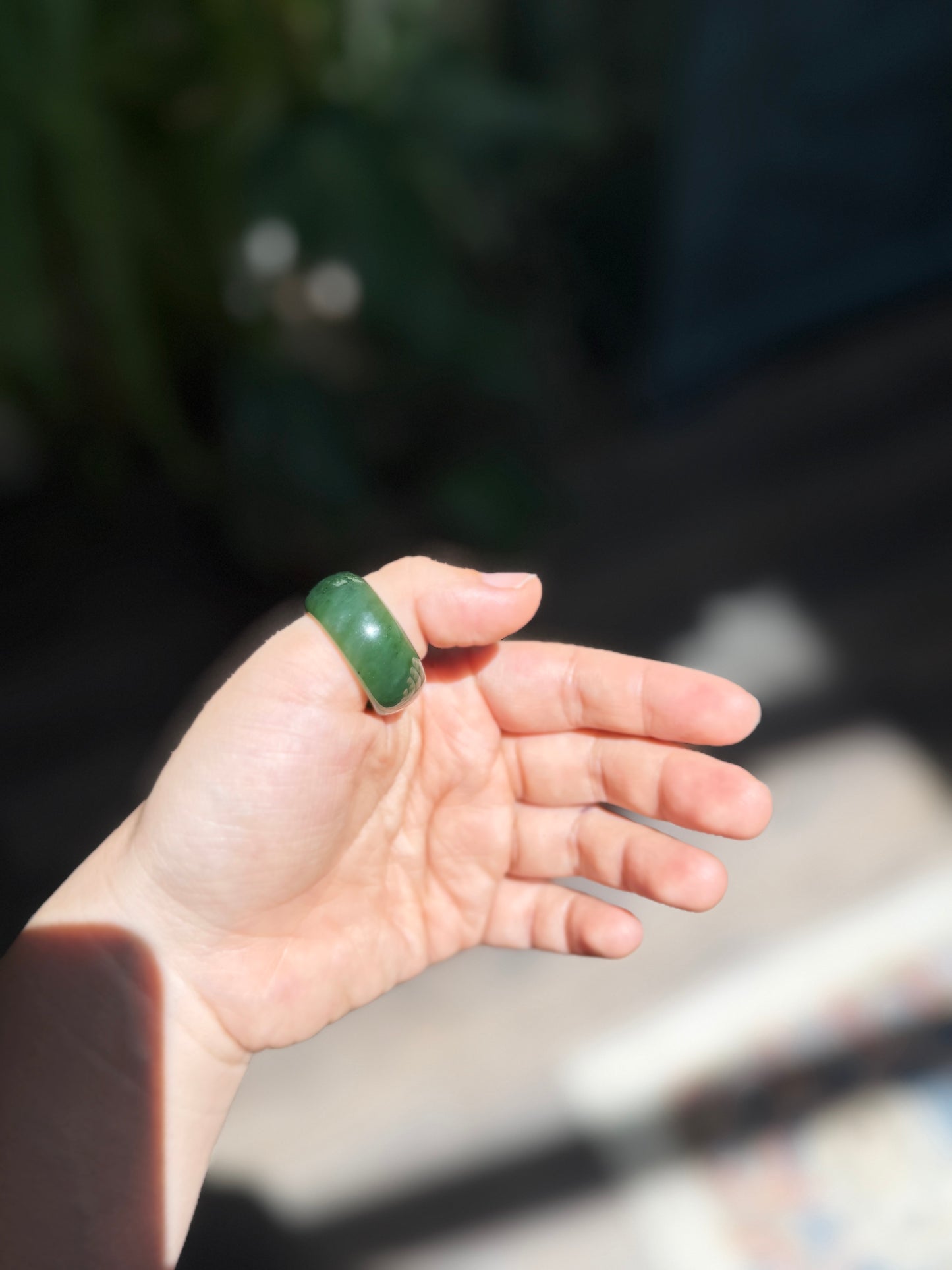 Thick Natural Green Jade Thumb Ring, Large Size band for Men Women