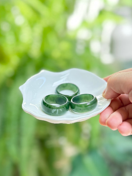 Thick Natural Green Jade Thumb Ring, Large Size band for Men Women