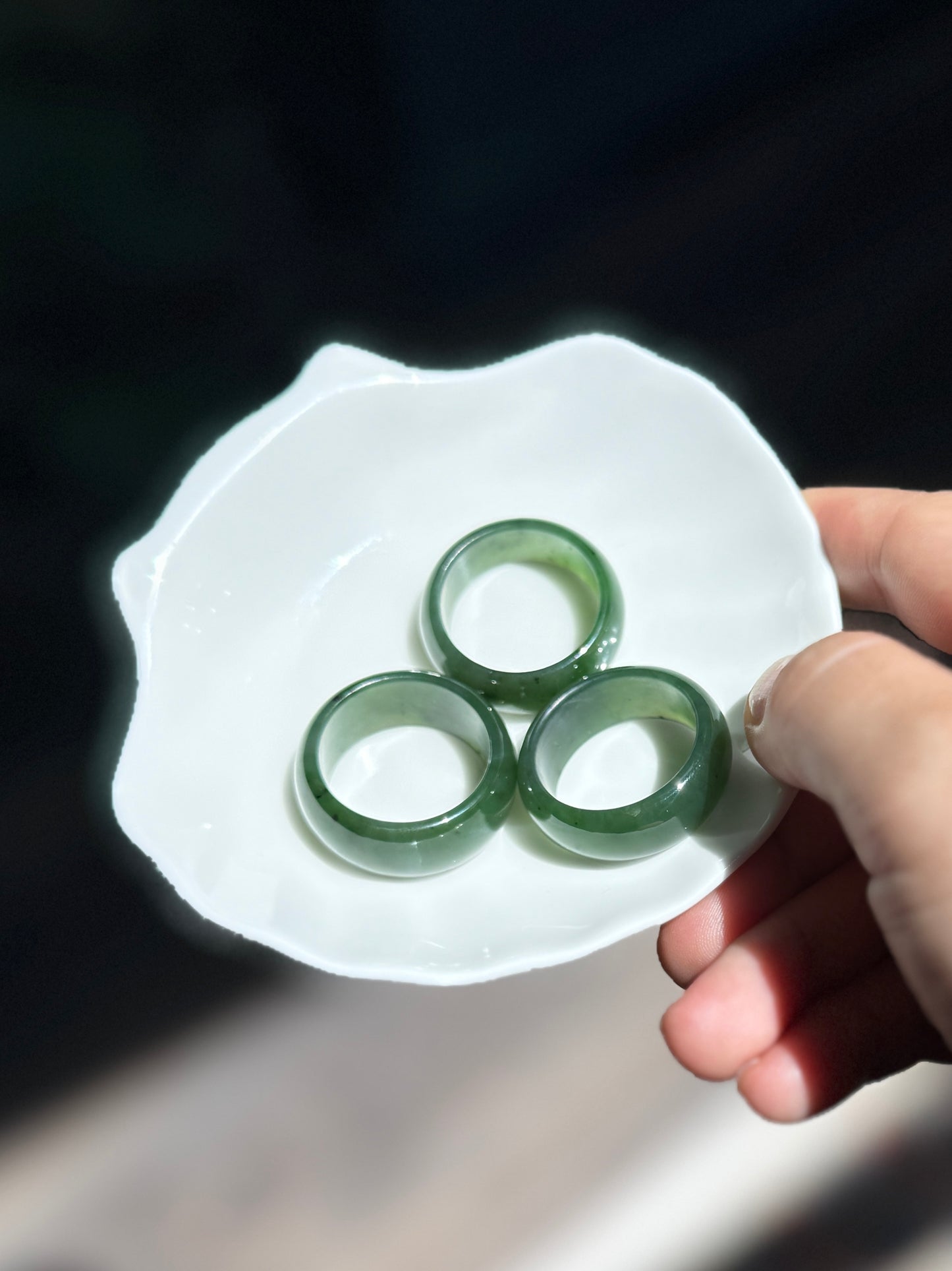 Thick Natural Green Jade Thumb Ring, Large Size band for Men Women