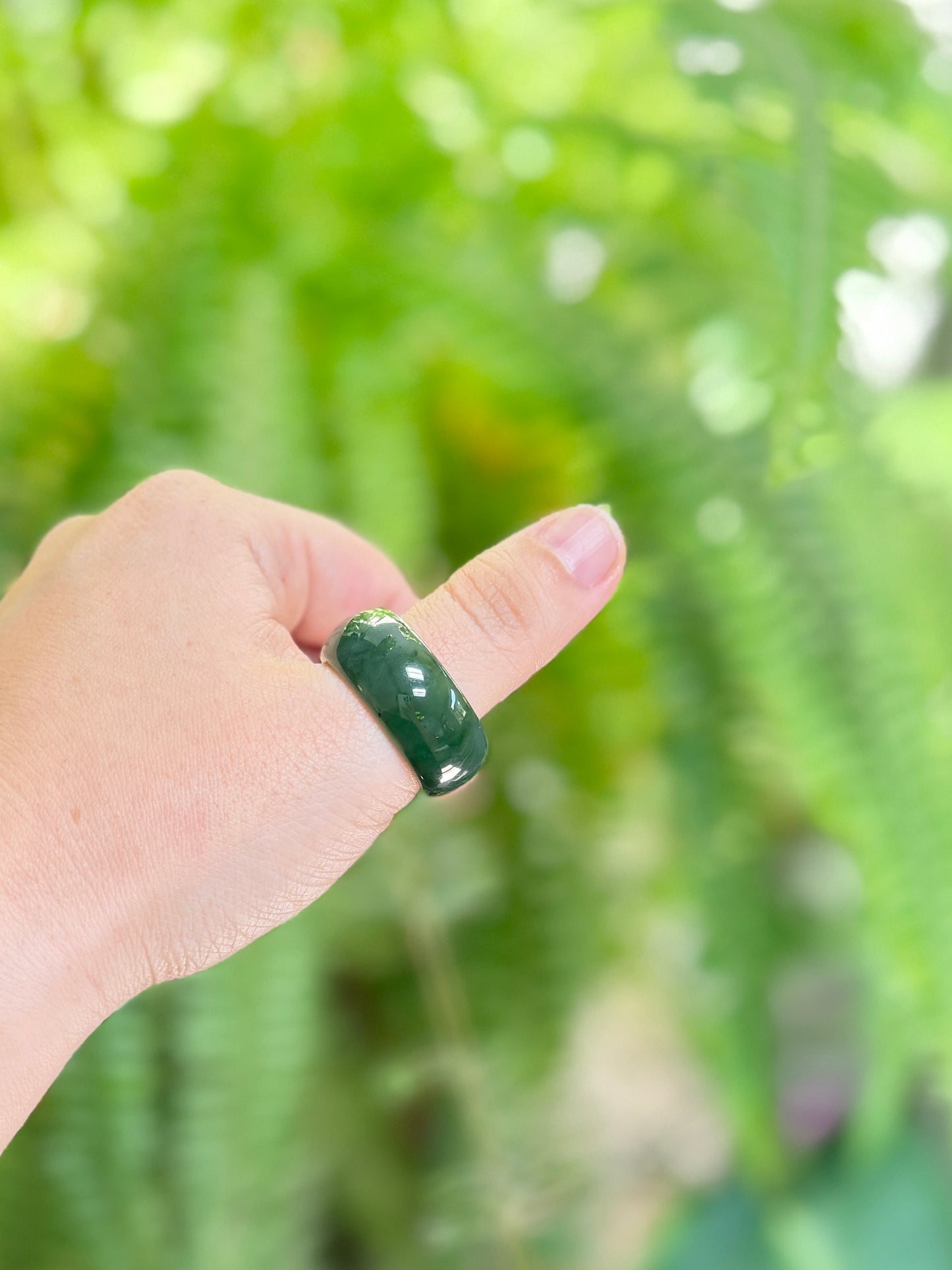 Thick Natural Green Jade Thumb Ring, Large Size band for Men Women