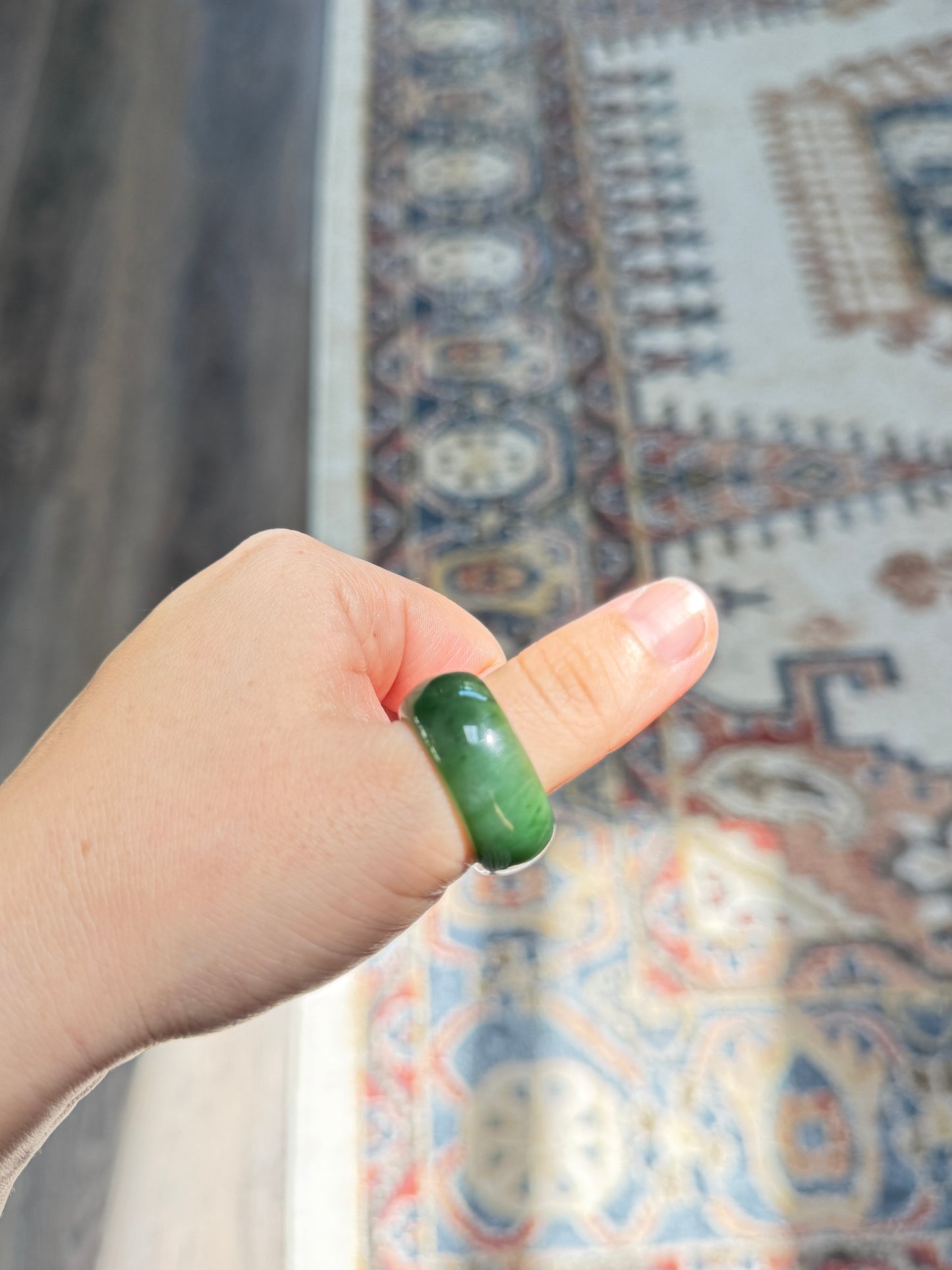 Thick Natural Green Jade Thumb Ring, Large Size band for Men Women