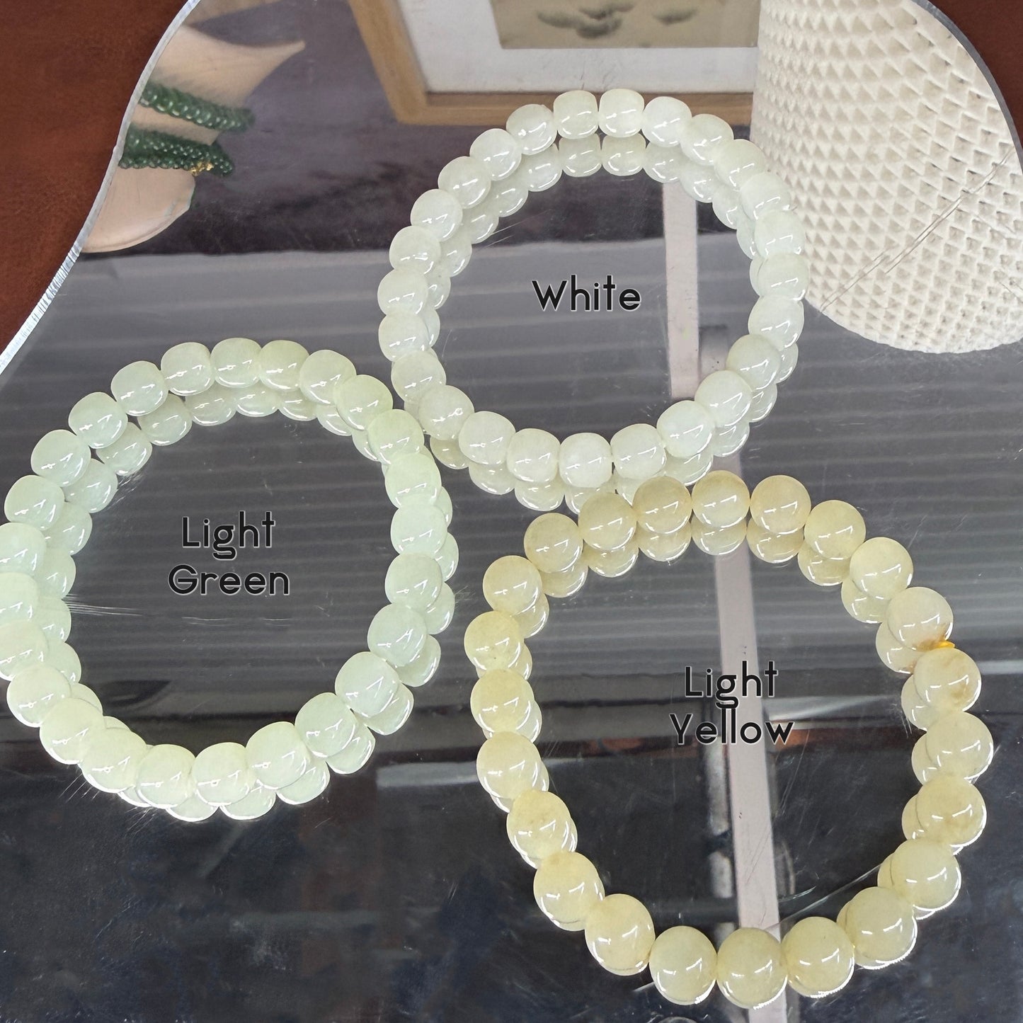 Natural Hetian Jade Beaded Bracelet, Authentic Nephrite Jade