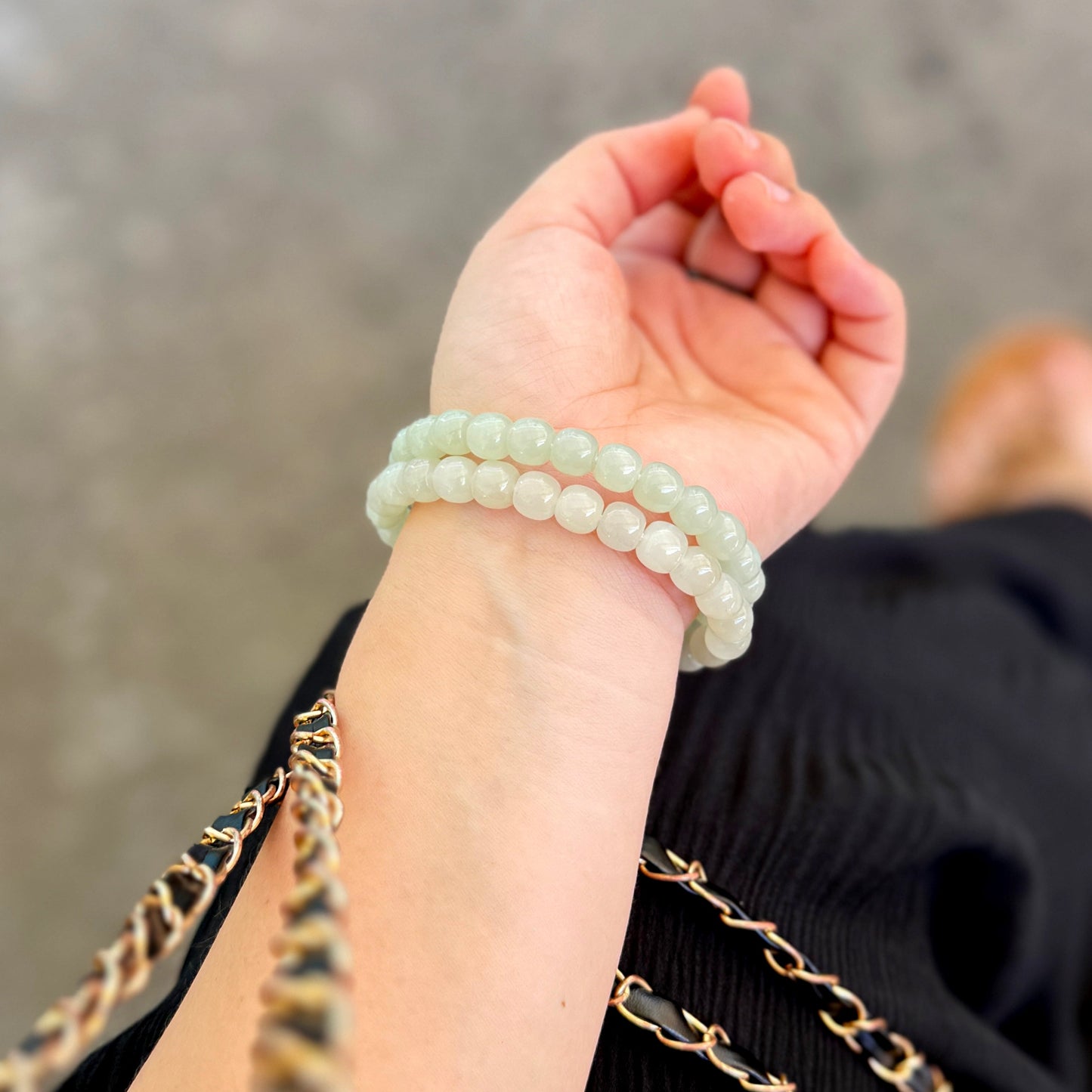 Natural Hetian Jade Beaded Bracelet, Authentic Nephrite Jade