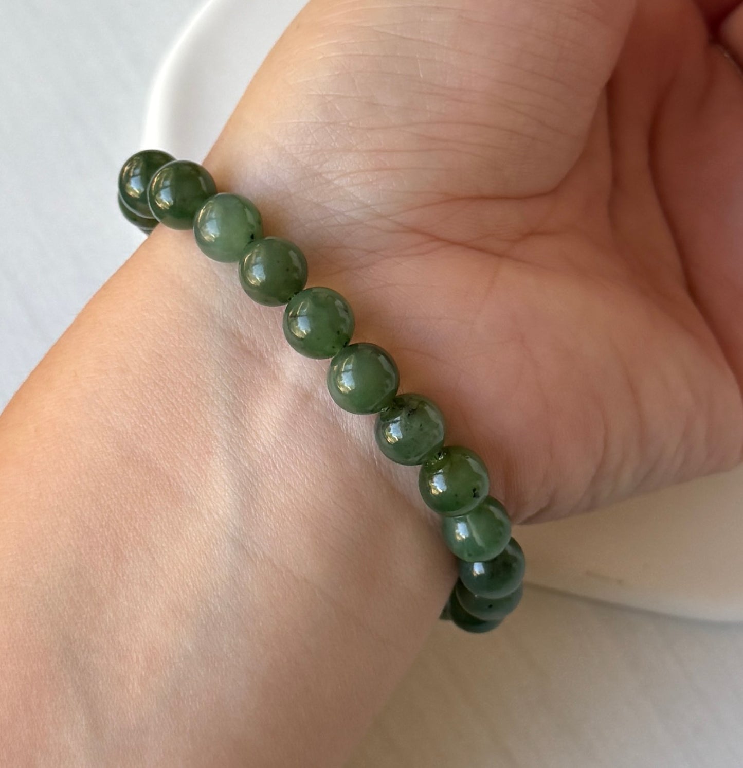 Natural Hetian Jade Bracelet, Beaded Nephrite Bracelet 