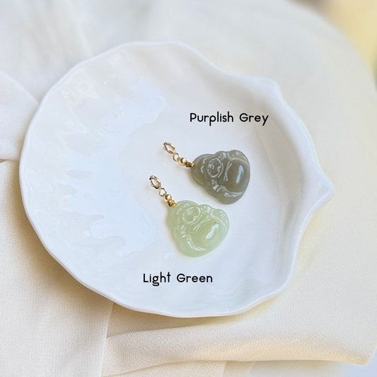 Natural Hetian Jade Buddha Pendant with 14K Gold Filled Clasp 