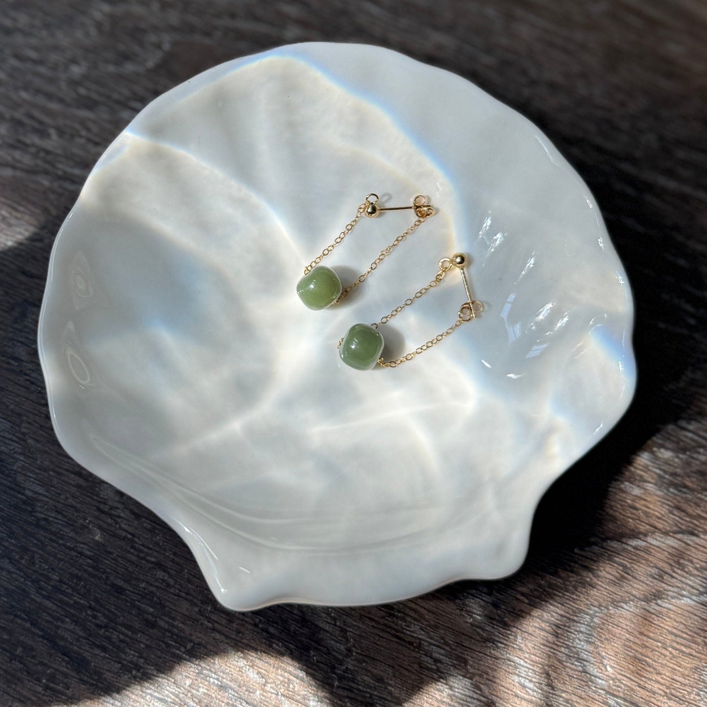 Natural Hetian Jade Drop Earrings, Light Green Jade Earring, Gold Jade Earring, Silver Jade Earring, Tassel Bead Earring, Jade Jewelry