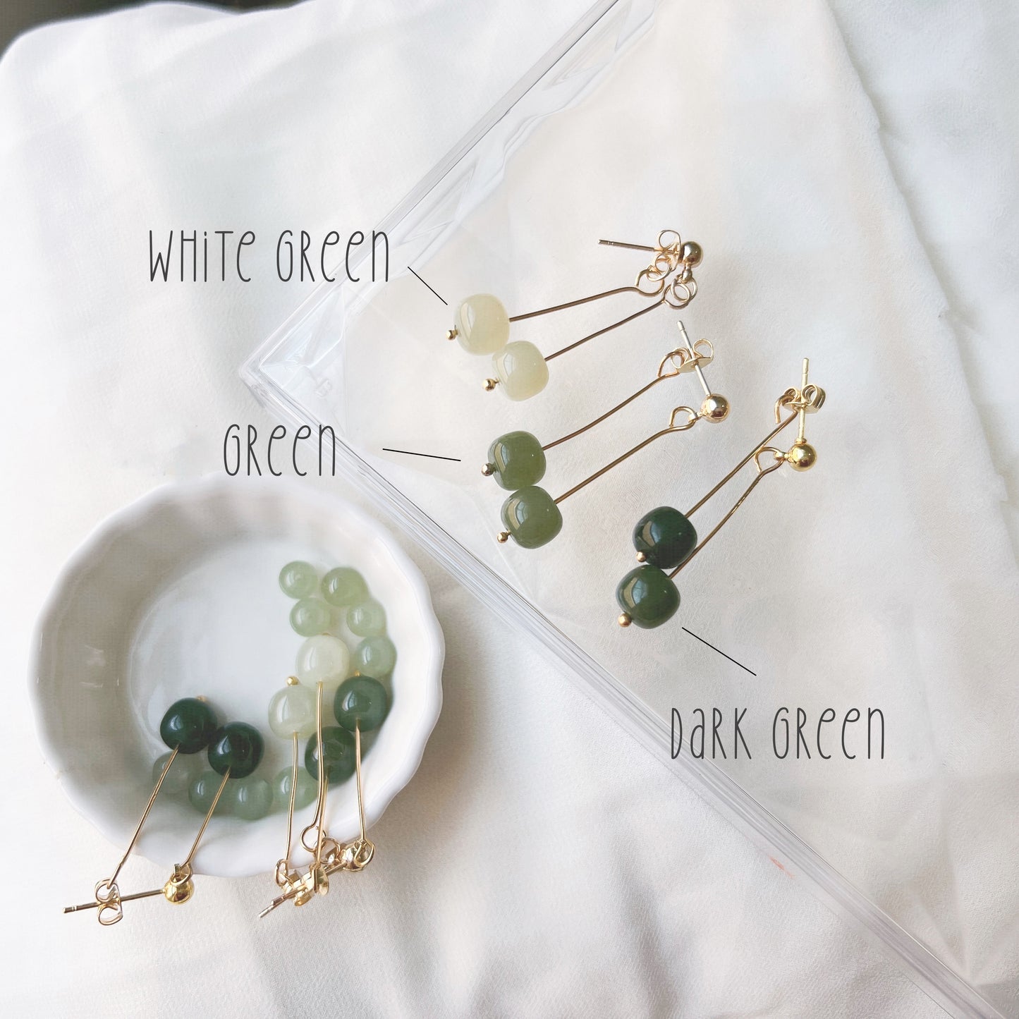 Natural Hetian Jade Long Drop Earrings