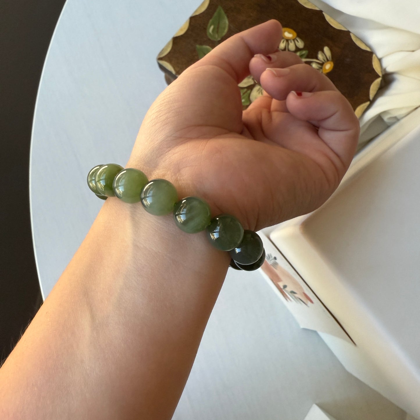 Natural Jade Beaded Bracelet, Cat Eye Jade Bracelet, High Quality Hetian Jade