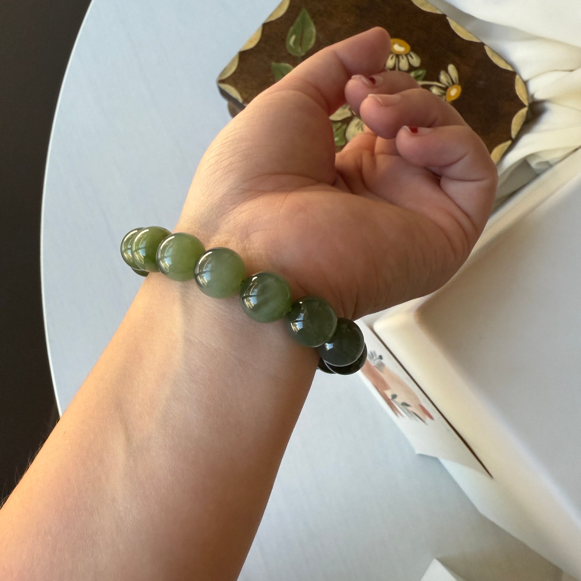 Natural Jade Beaded Bracelet, Cat Eye Jade Bracelet, High Quality Hetian Jade