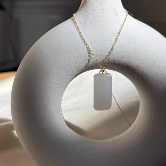 Natural Jade Pendant with Dainty Chain,  Hetian Nephrite Necklace23