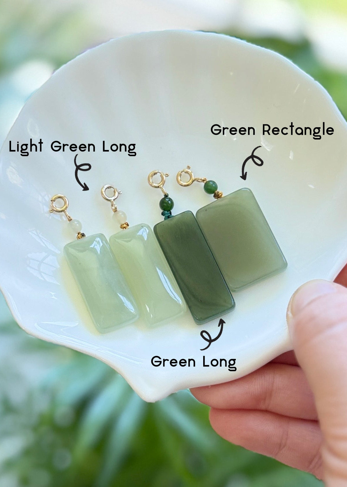 Natural Rectangle Jade Pendant with 14K Gold Filled Clasp,  Hetian Nephrite Pendant