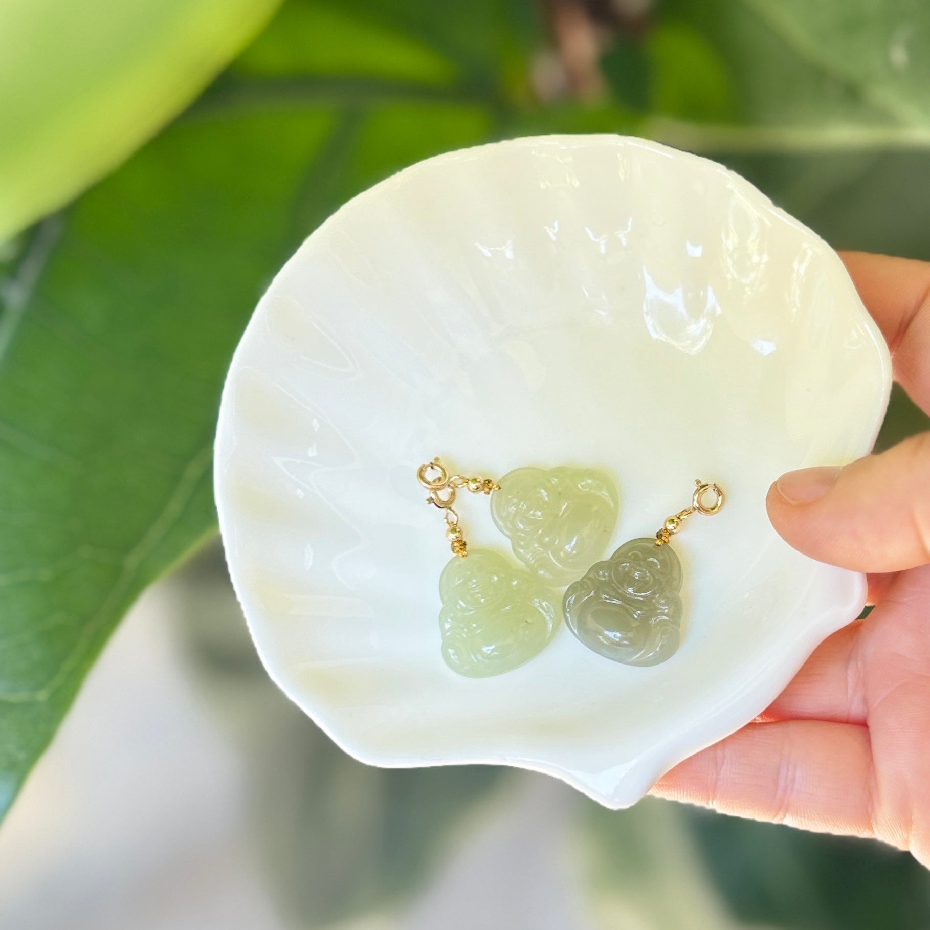 Natural Hetian Jade Buddha Pendant with 14K Gold Filled Clasp