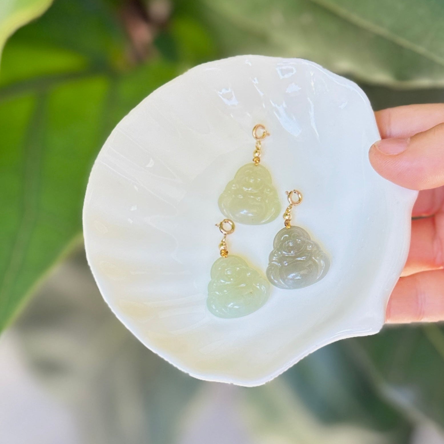 Natural Hetian Jade Buddha Pendant with 14K Gold Filled Clasp