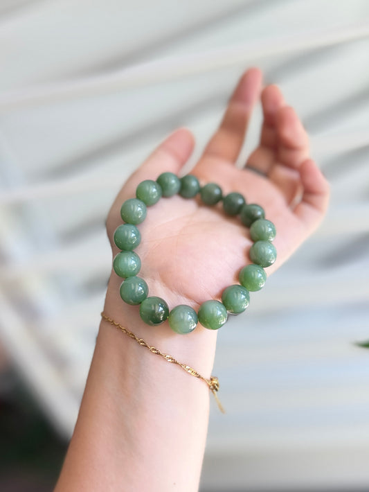Natural Jade Beaded Bracelet, Cat Eye Jade Bracelet, High Quality Hetian Jade