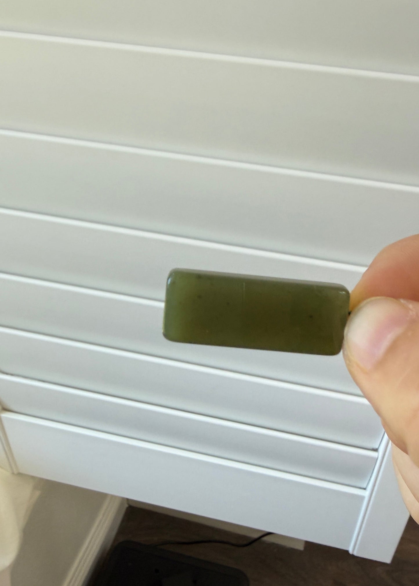 Natural Rectangle Jade Pendant with 14K Gold Filled Clasp,  Hetian Nephrite Pendant