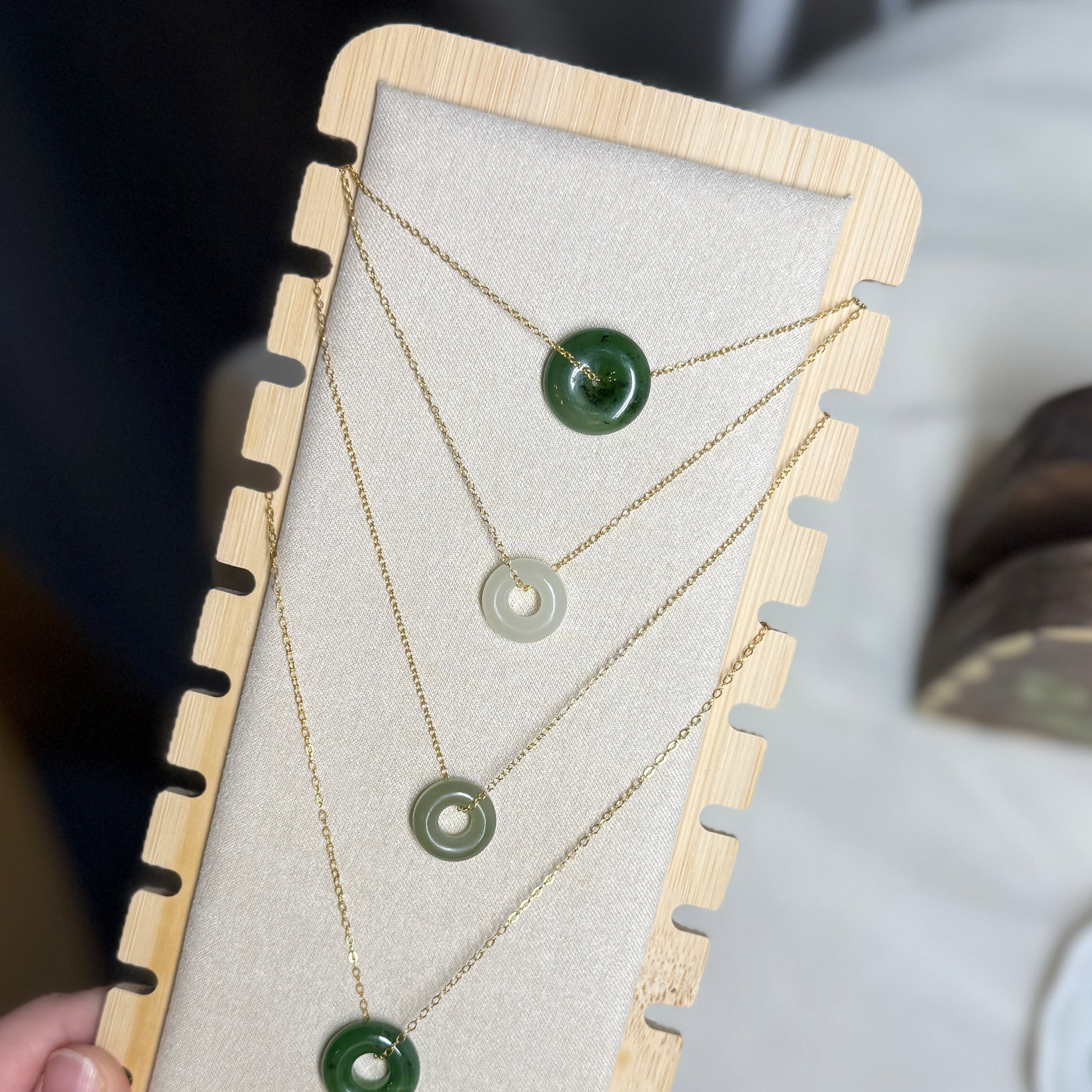 Natural jade Necklace, Hetian Pendant Necklace, Dainty Jade Necklace, Dark Green Jade Donut Necklace, Nephrite Pendant, Jade Gold jewelry