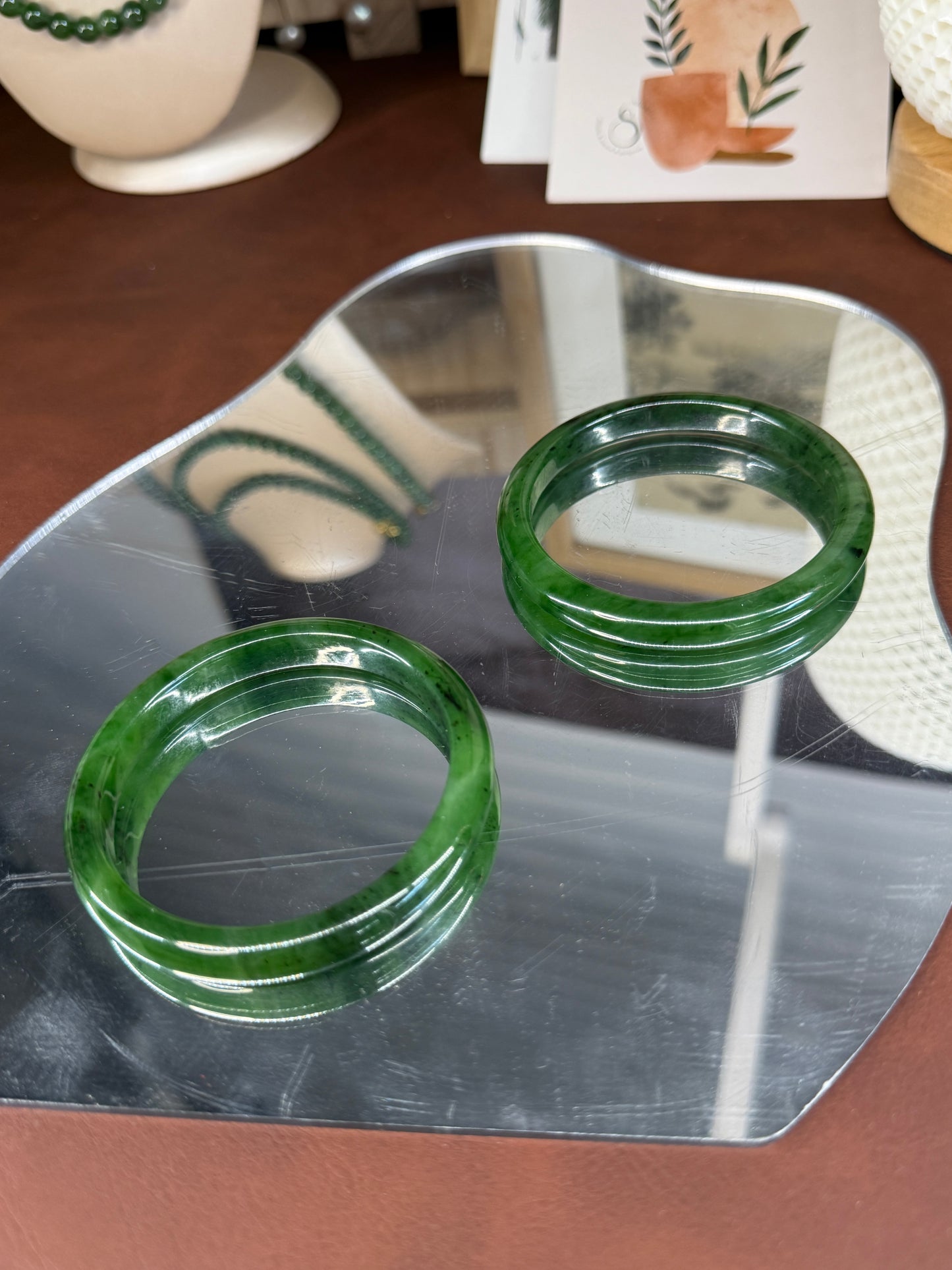 Very Green Narrow Natural Jade Bangle, Authentic Nephrite Bangle