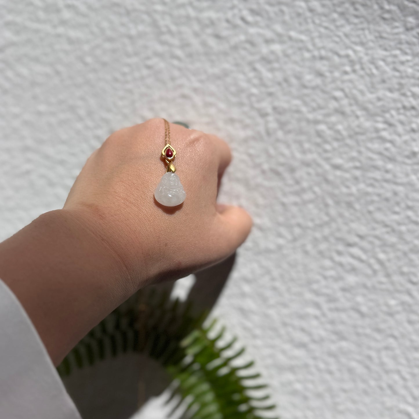 White Jade Buddha Pendant