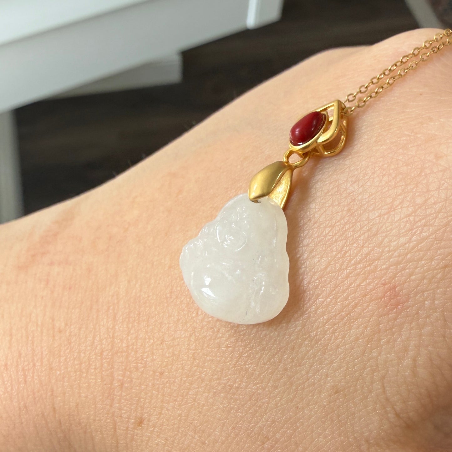 White Jade Buddha Pendant
