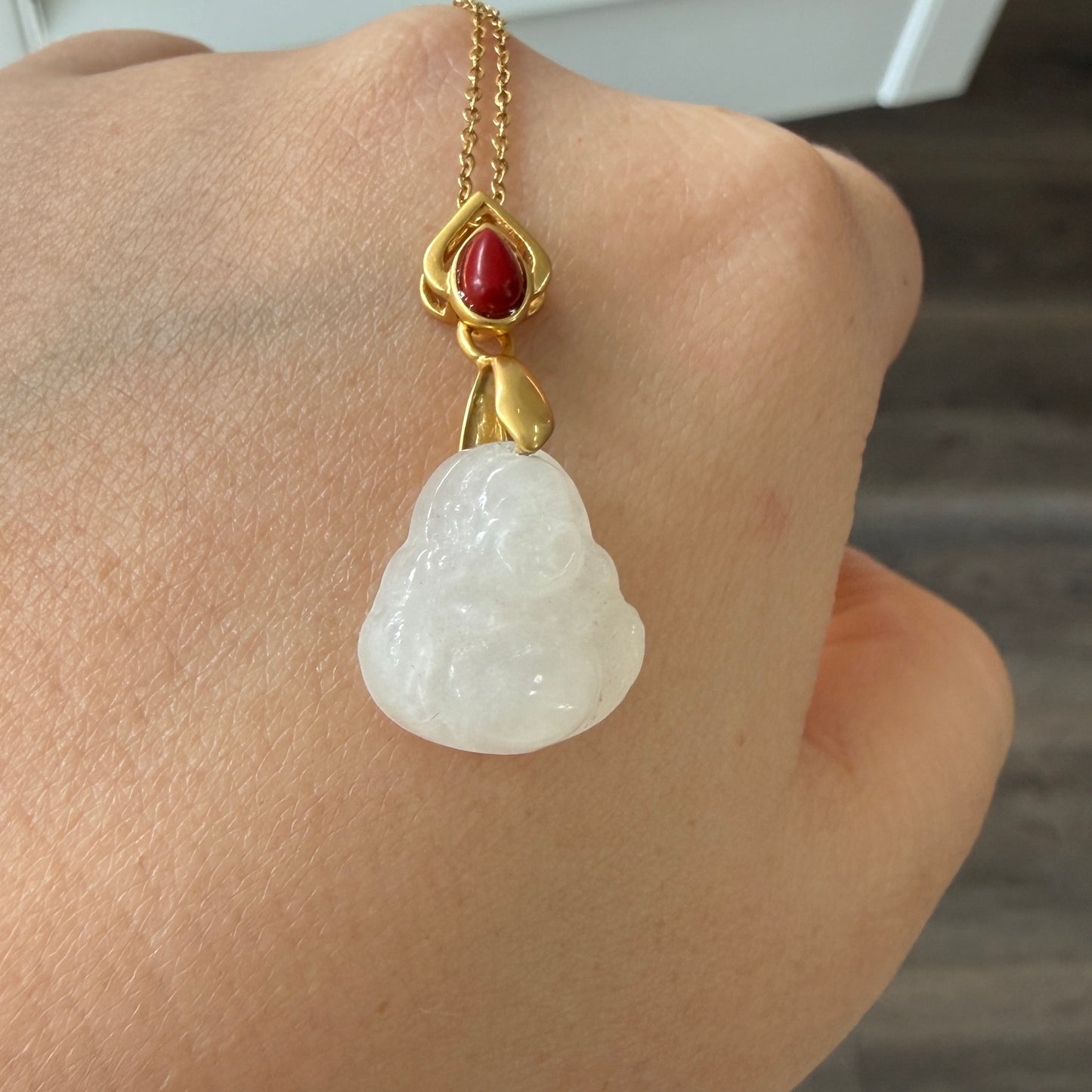 White Jade Buddha Pendant