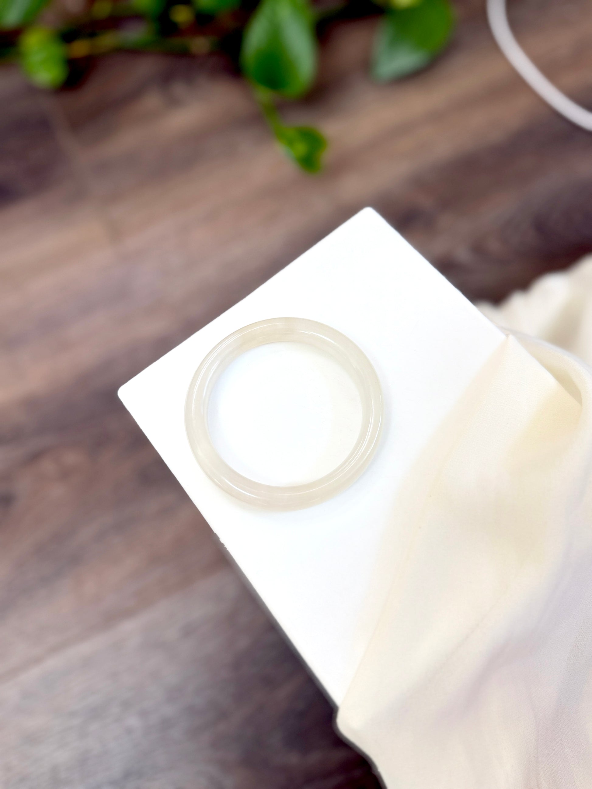 White Natural Jade Bangle, Authentic Nephrite Bangle