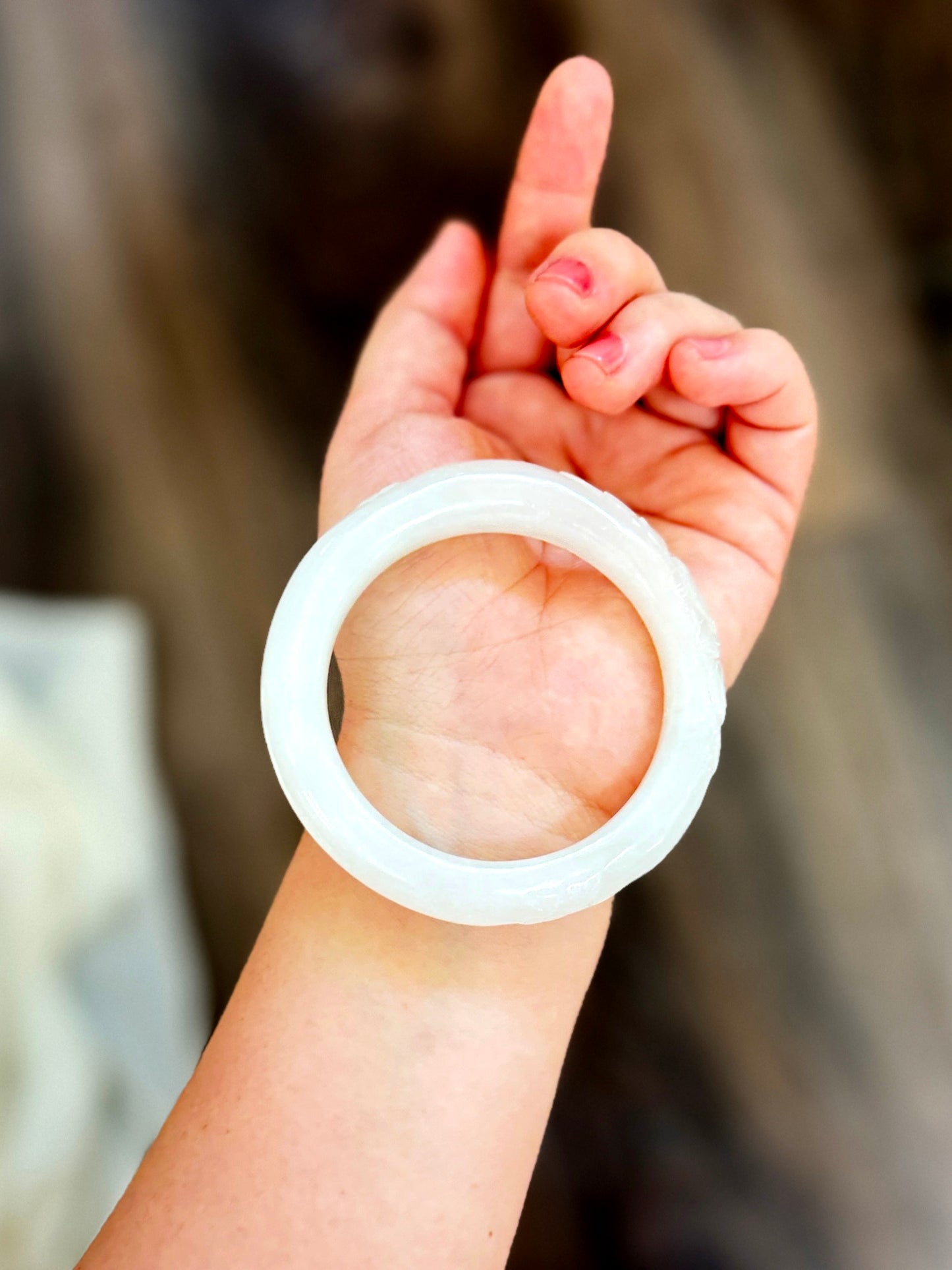 White Natural Jade Bangle, Authentic Nephrite Bangle