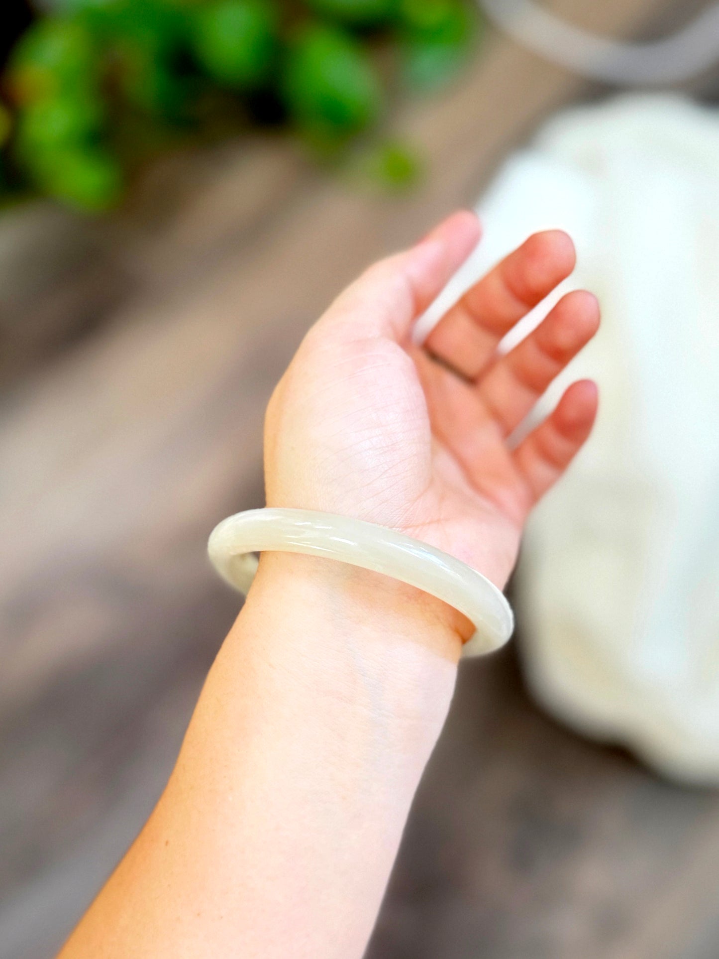 White Natural Jade Bangle, Authentic Nephrite Bangle