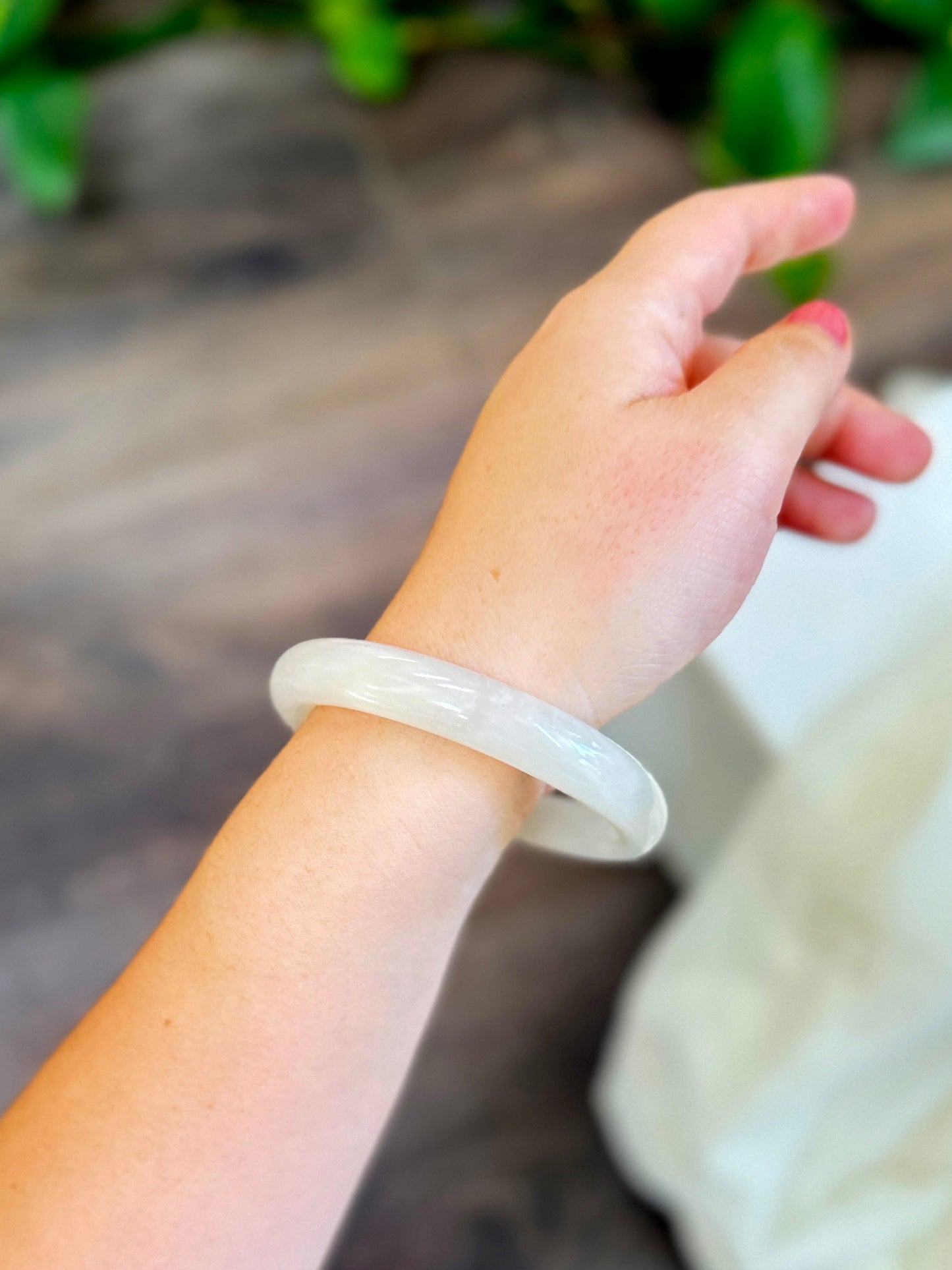 White Natural Jade Bangle, Authentic Nephrite Bangle